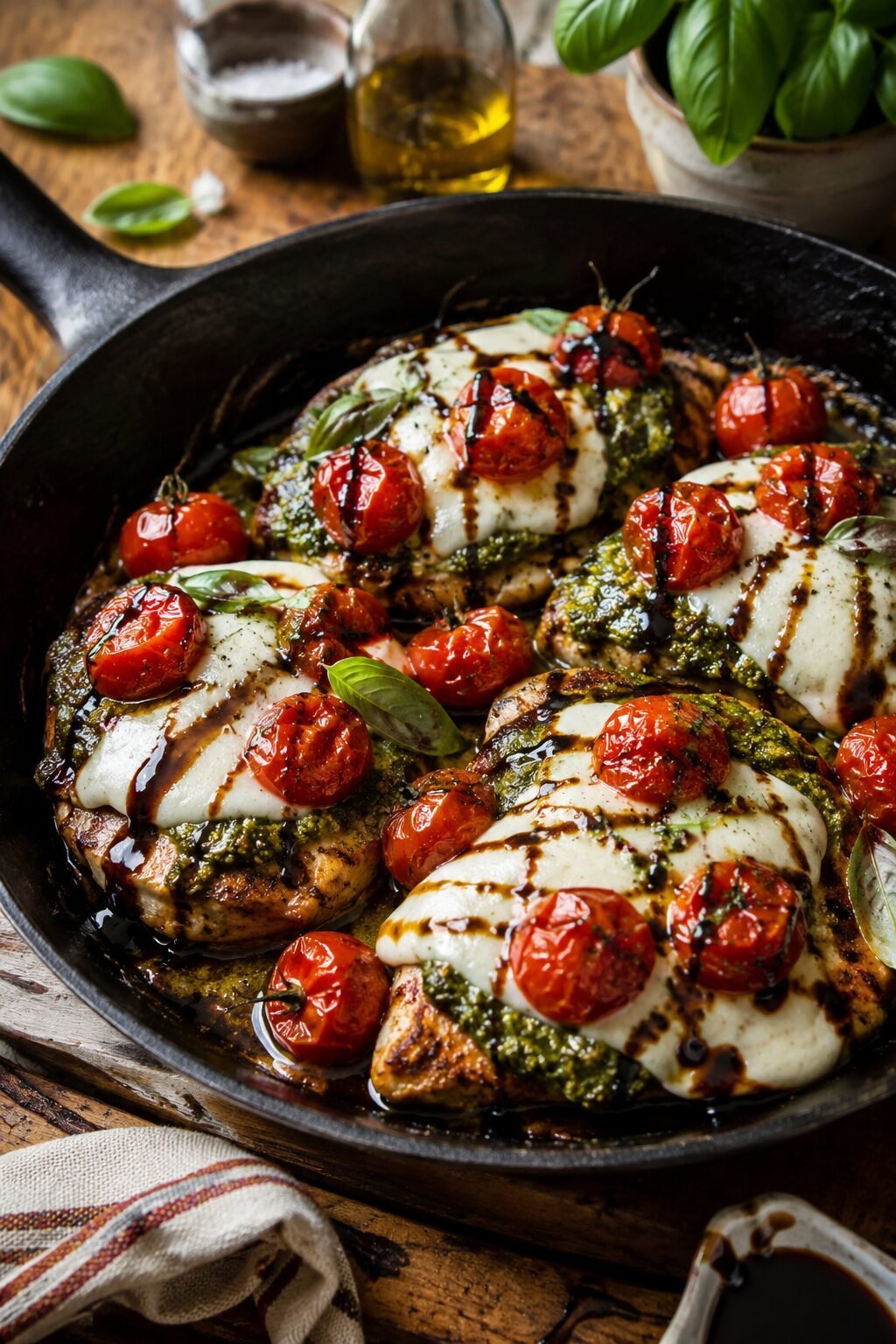 Pesto Caprese Chicken Skillet