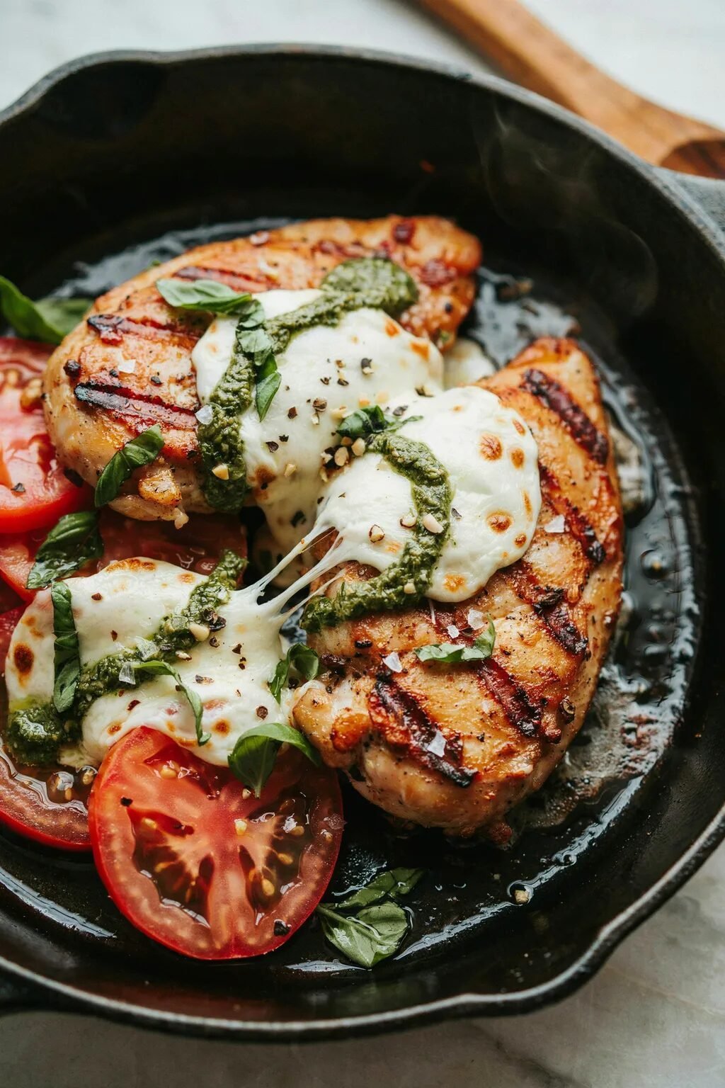 Pesto Chicken Caprese Skillet