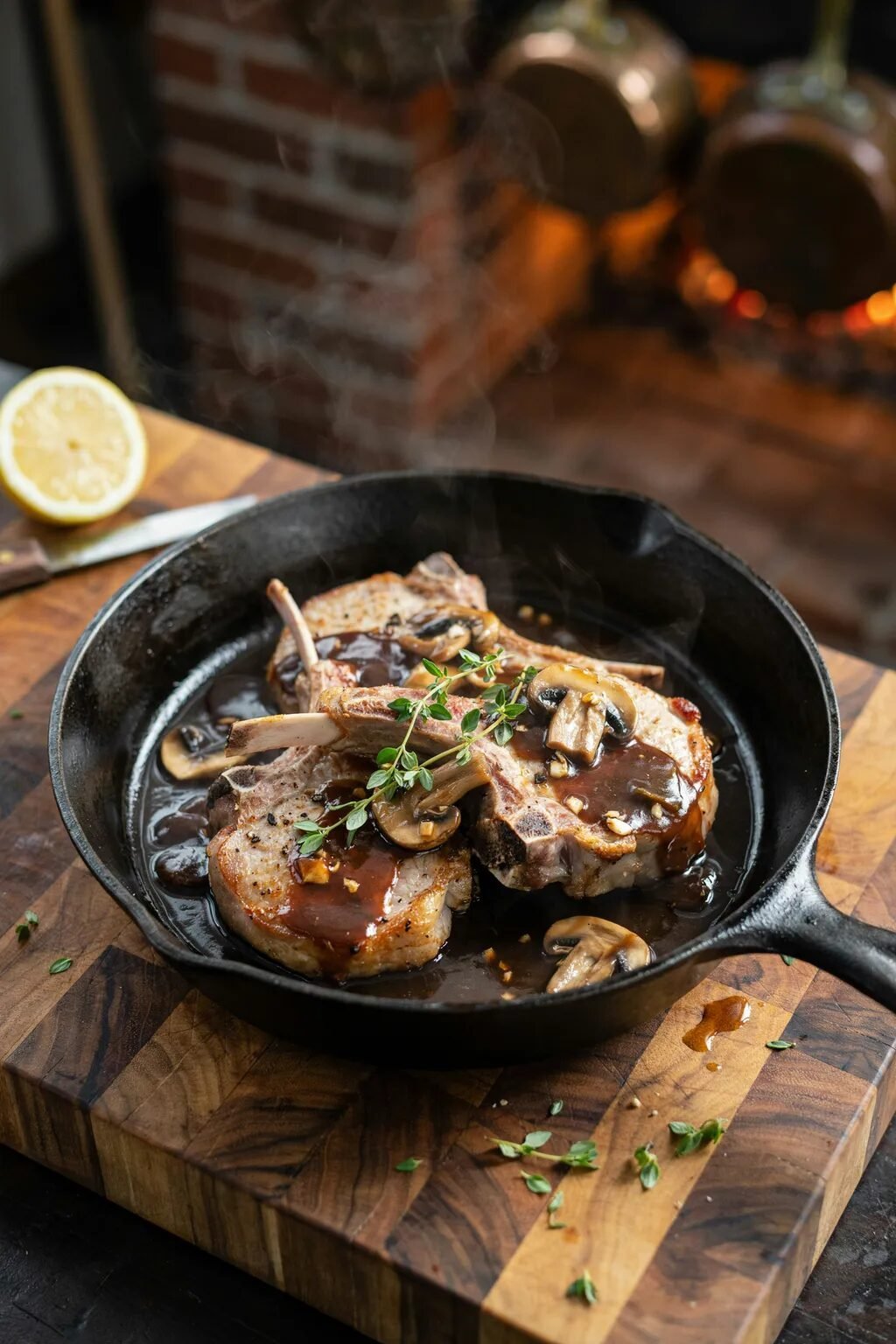 Mushroom Thyme Pork Chops
