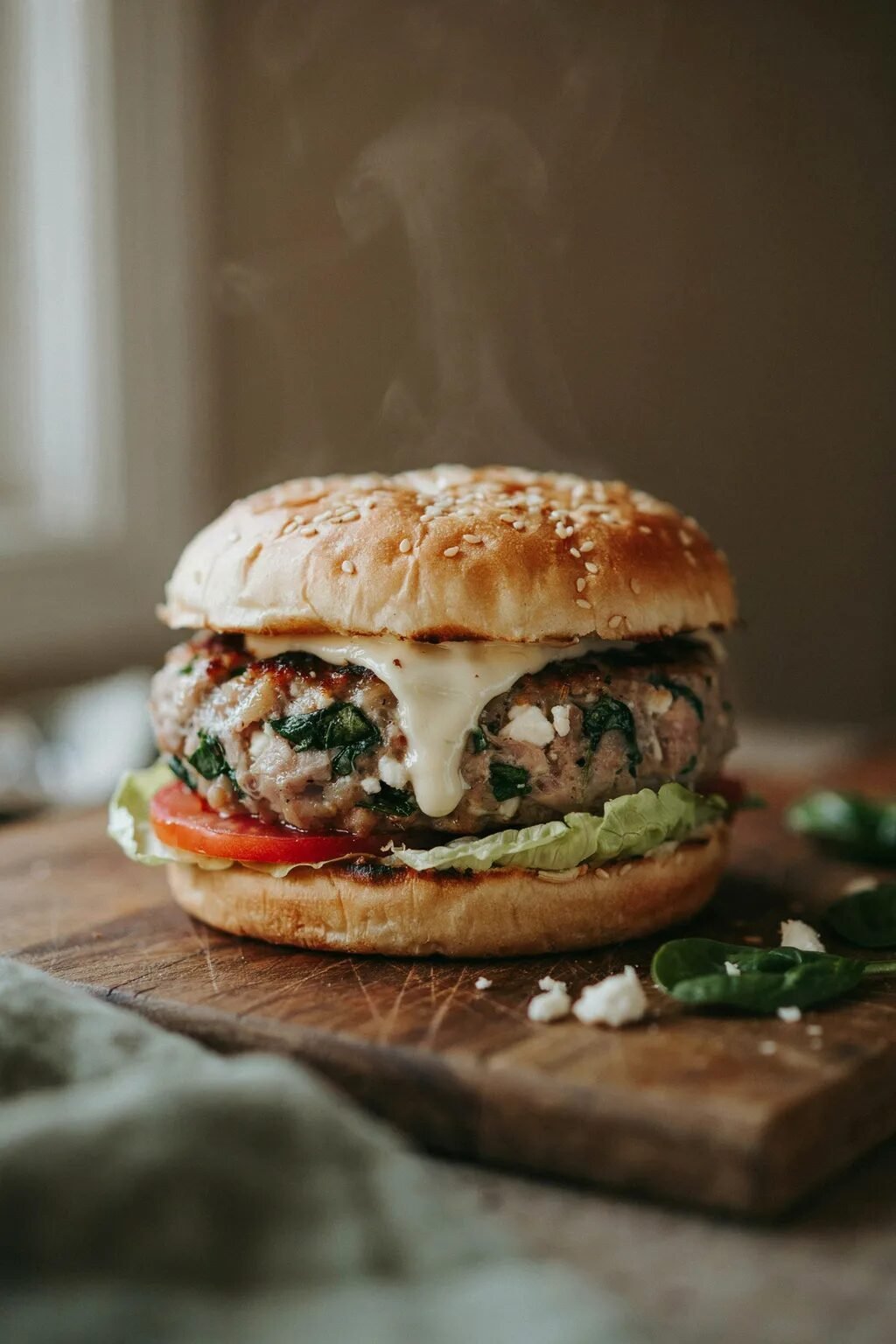 Spinach Feta Turkey Burgers