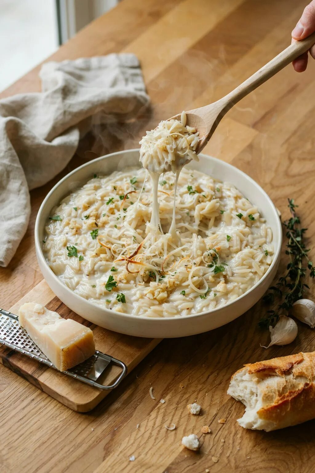 Creamy Garlic Parmesan Orzo