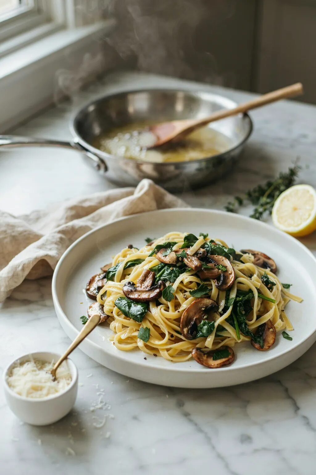 Mushroom Spinach Fettuccine