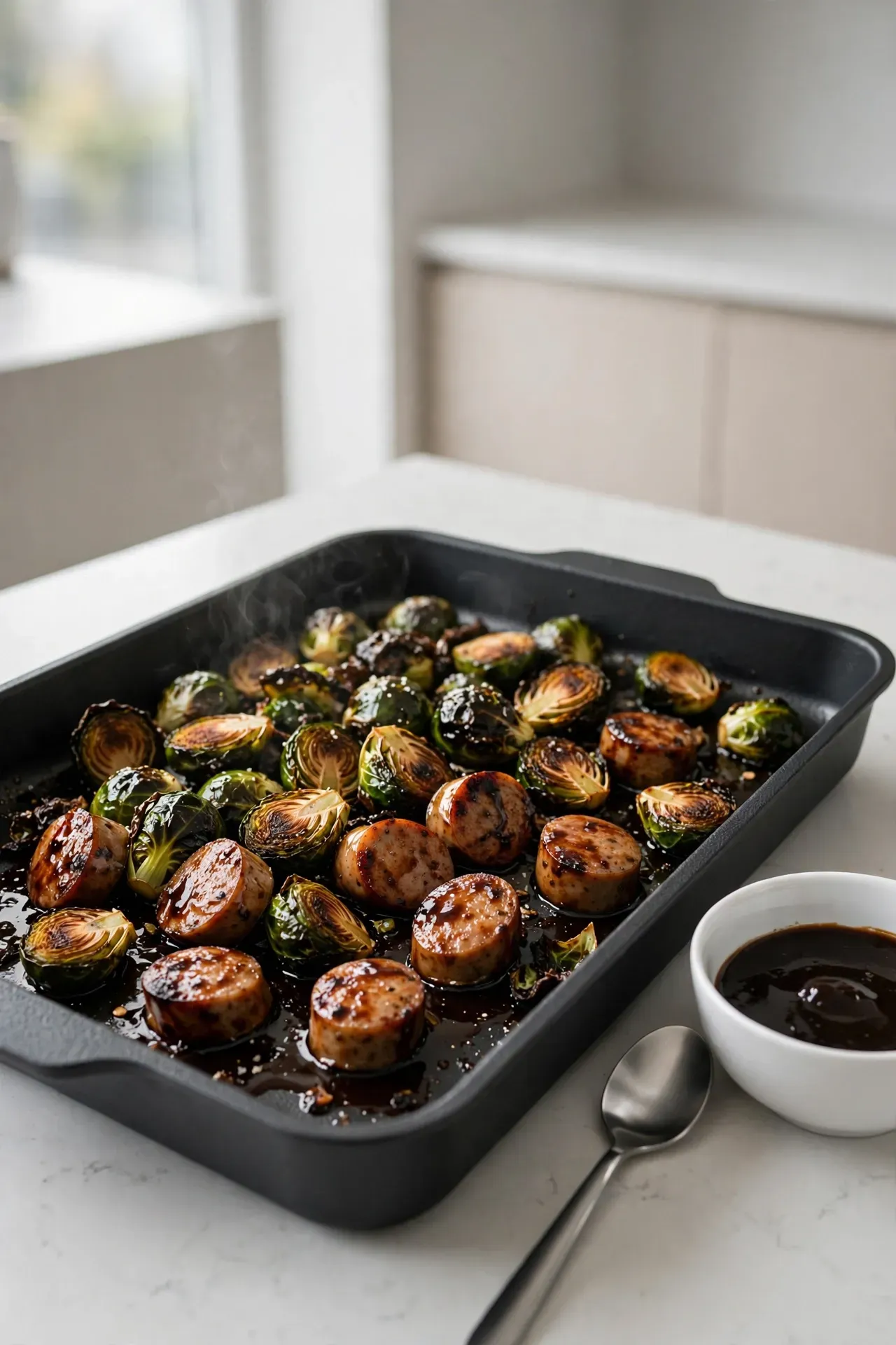 Balsamic Glazed Sausage and Brussels Sprouts