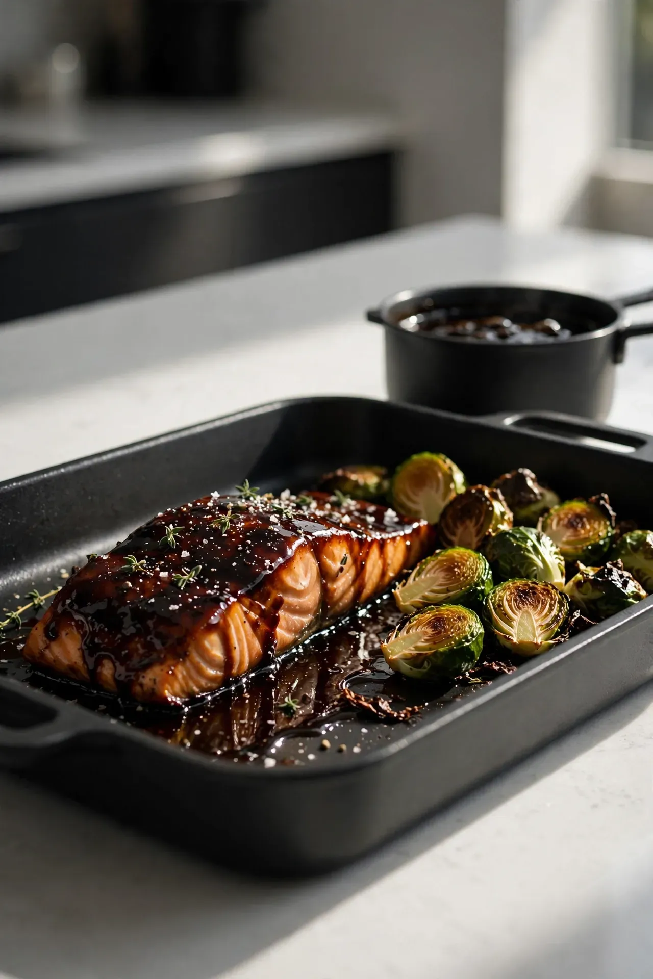 Balsamic Glazed Salmon with Brussels Sprouts