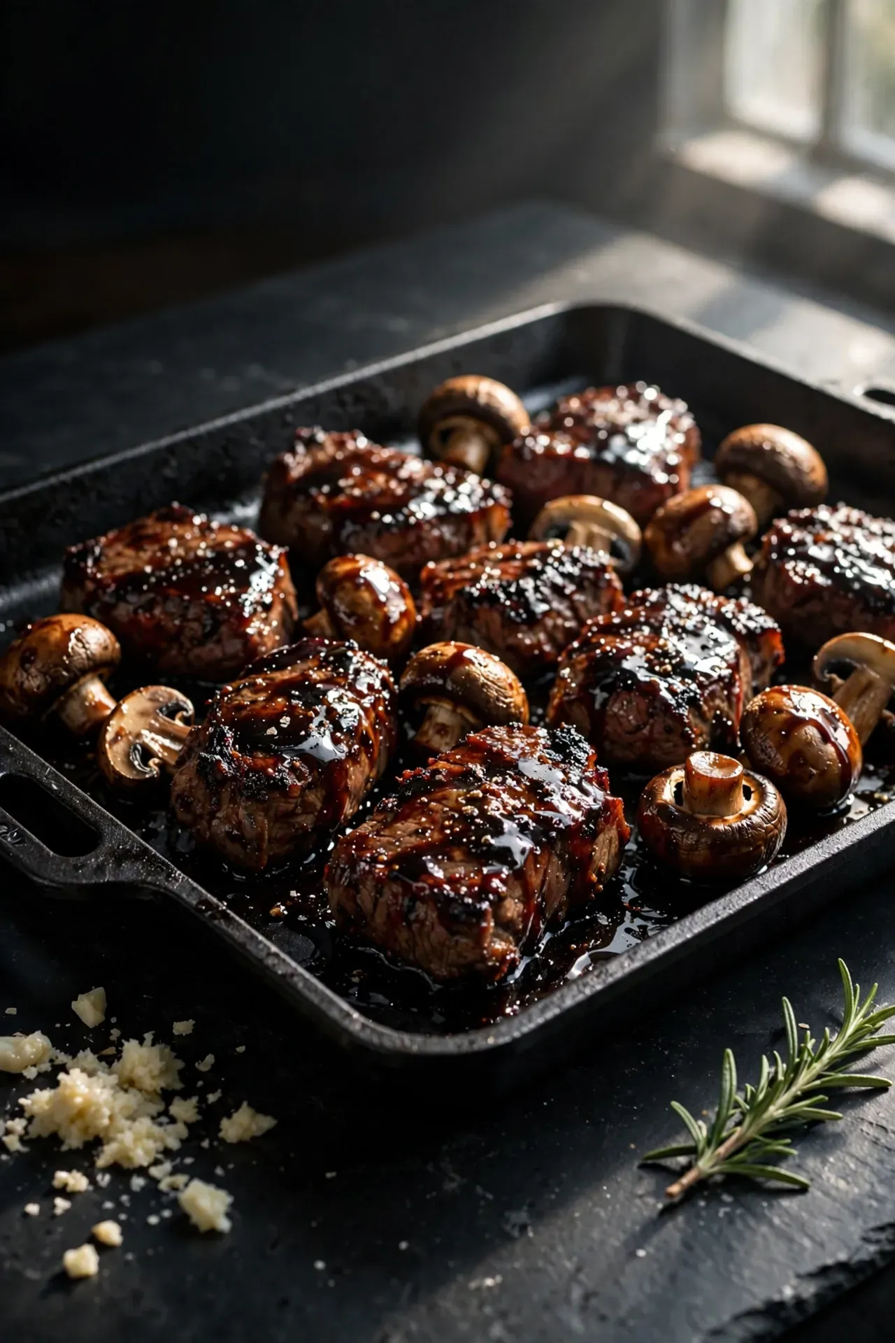 Balsamic Steak Bites and Mushrooms