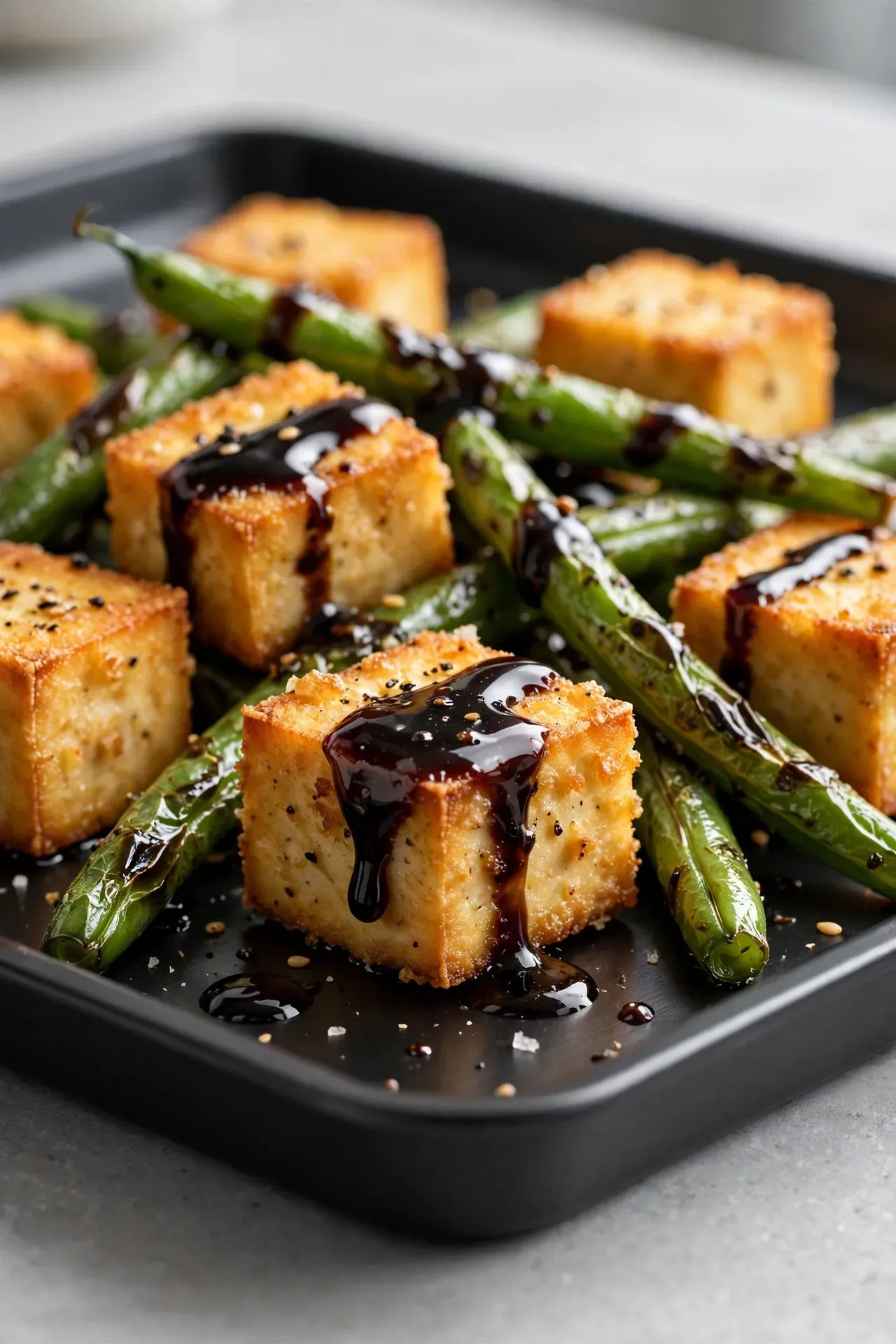 Balsamic Glazed Tofu and Green Beans