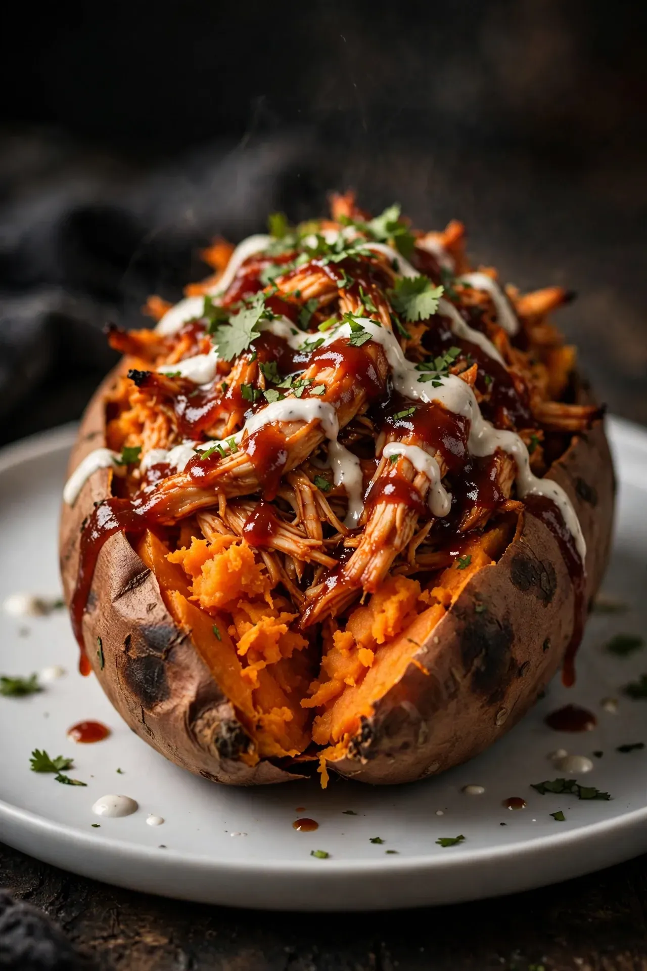 BBQ Chicken Stuffed Sweet Potatoes