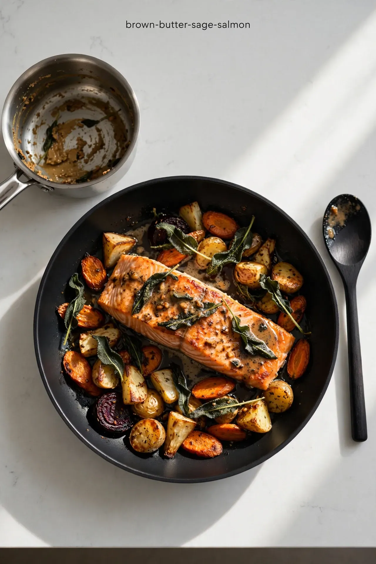 Brown Butter Sage Salmon with Root Vegetables