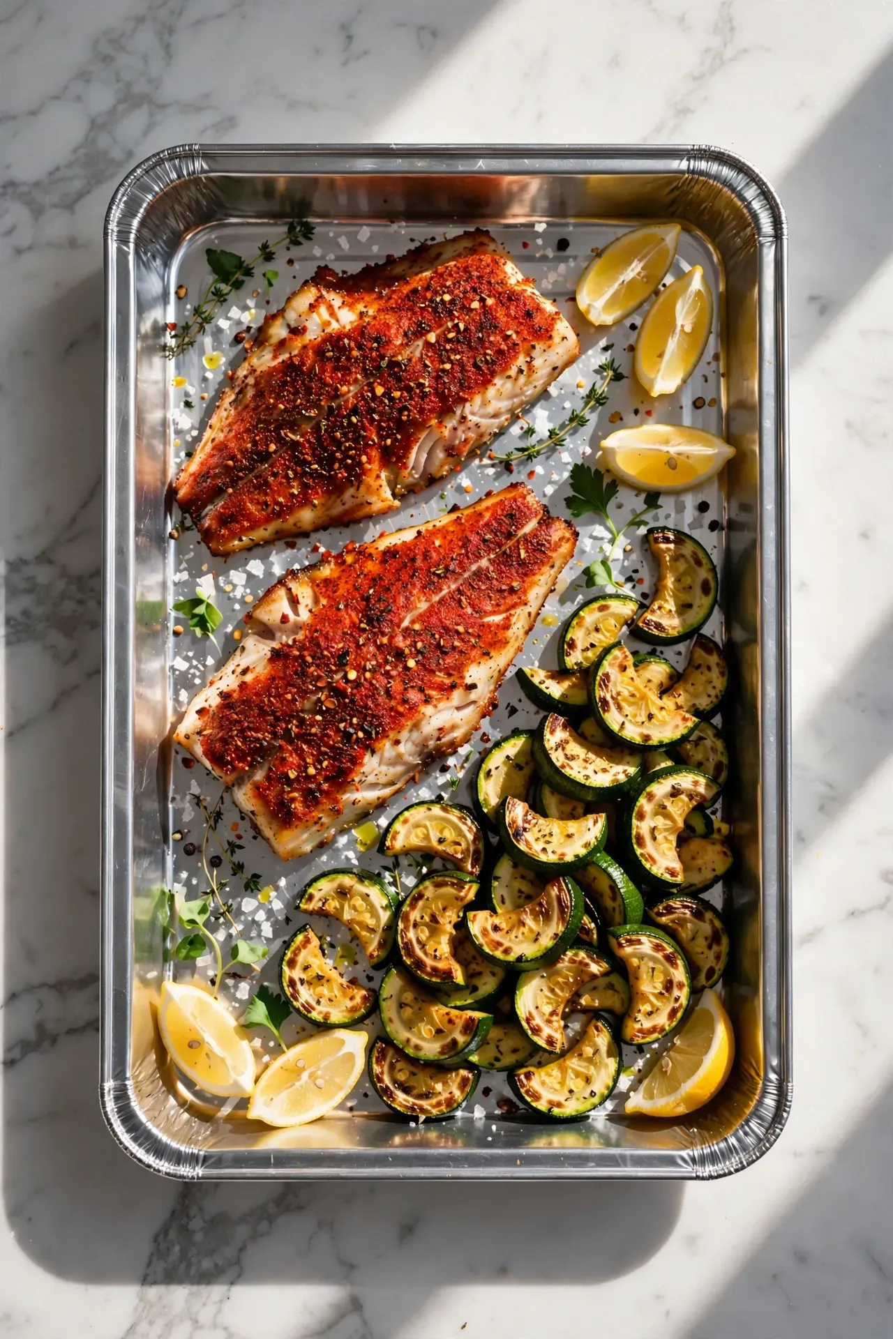 Cajun White Fish and Zucchini