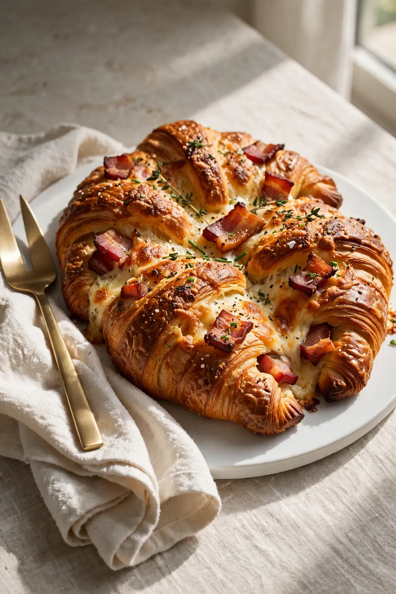 Cheesy Bacon Croissant Bake