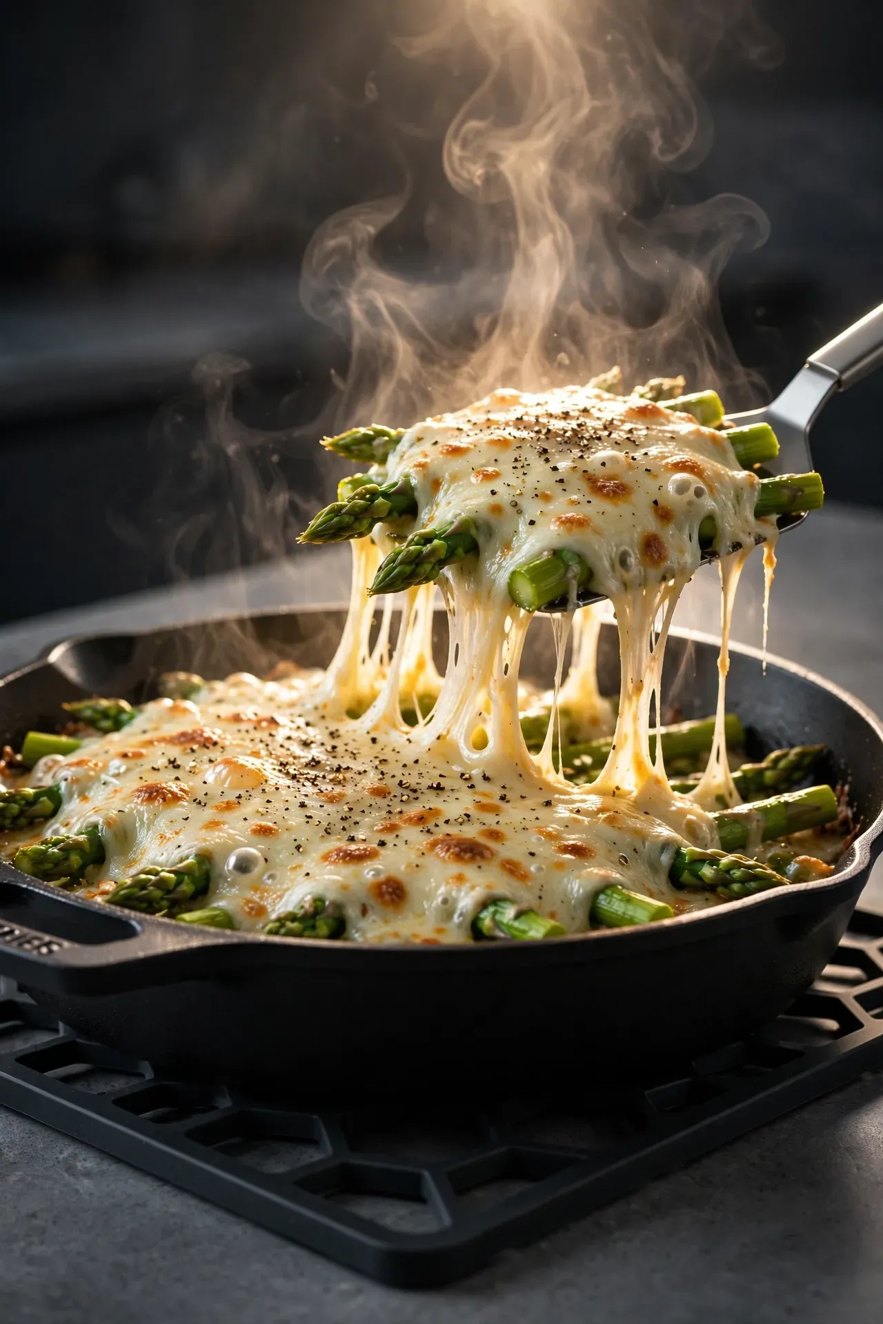 Cheesy Asparagus Baked Skillet