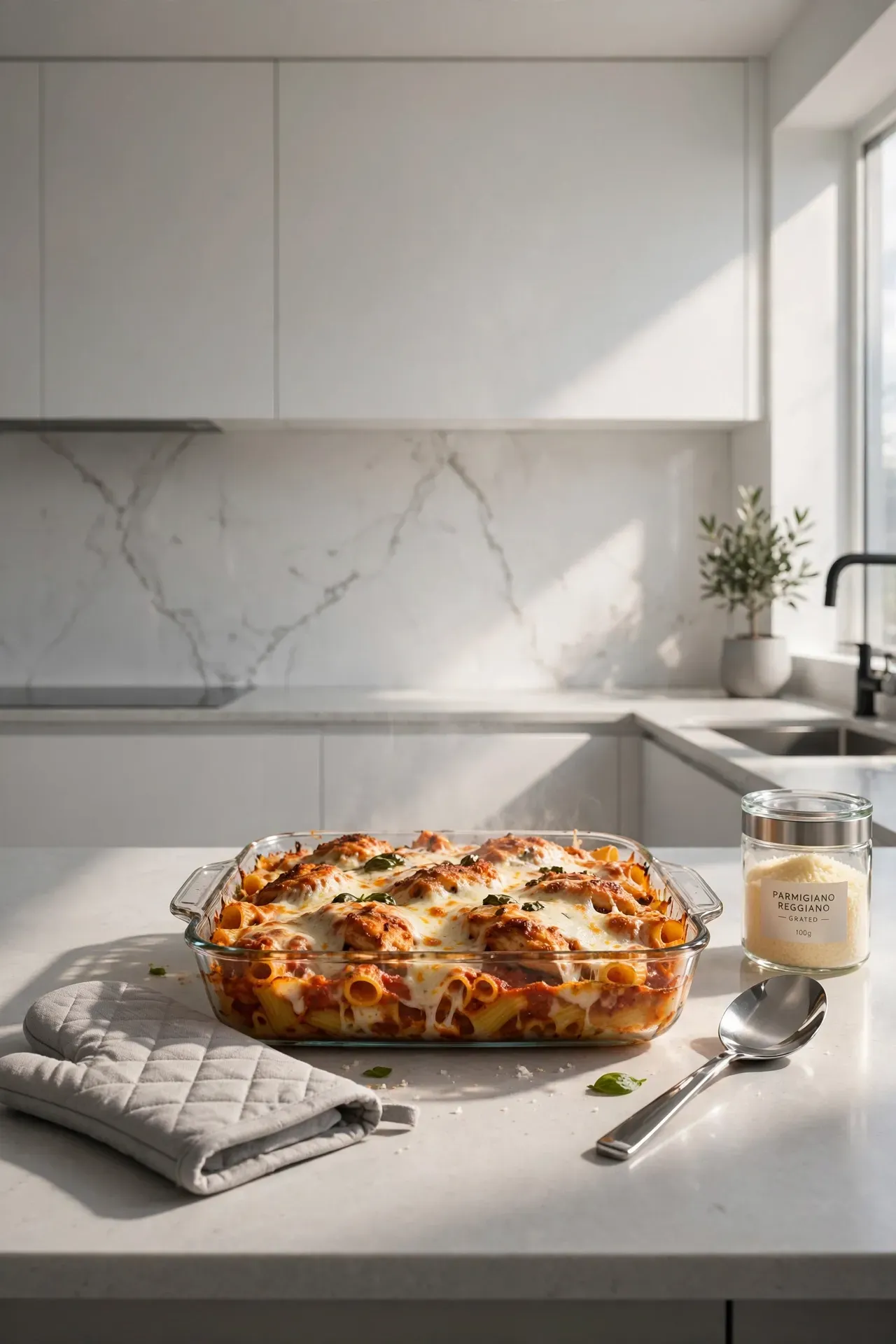 Chicken Parmesan Pasta Bake
