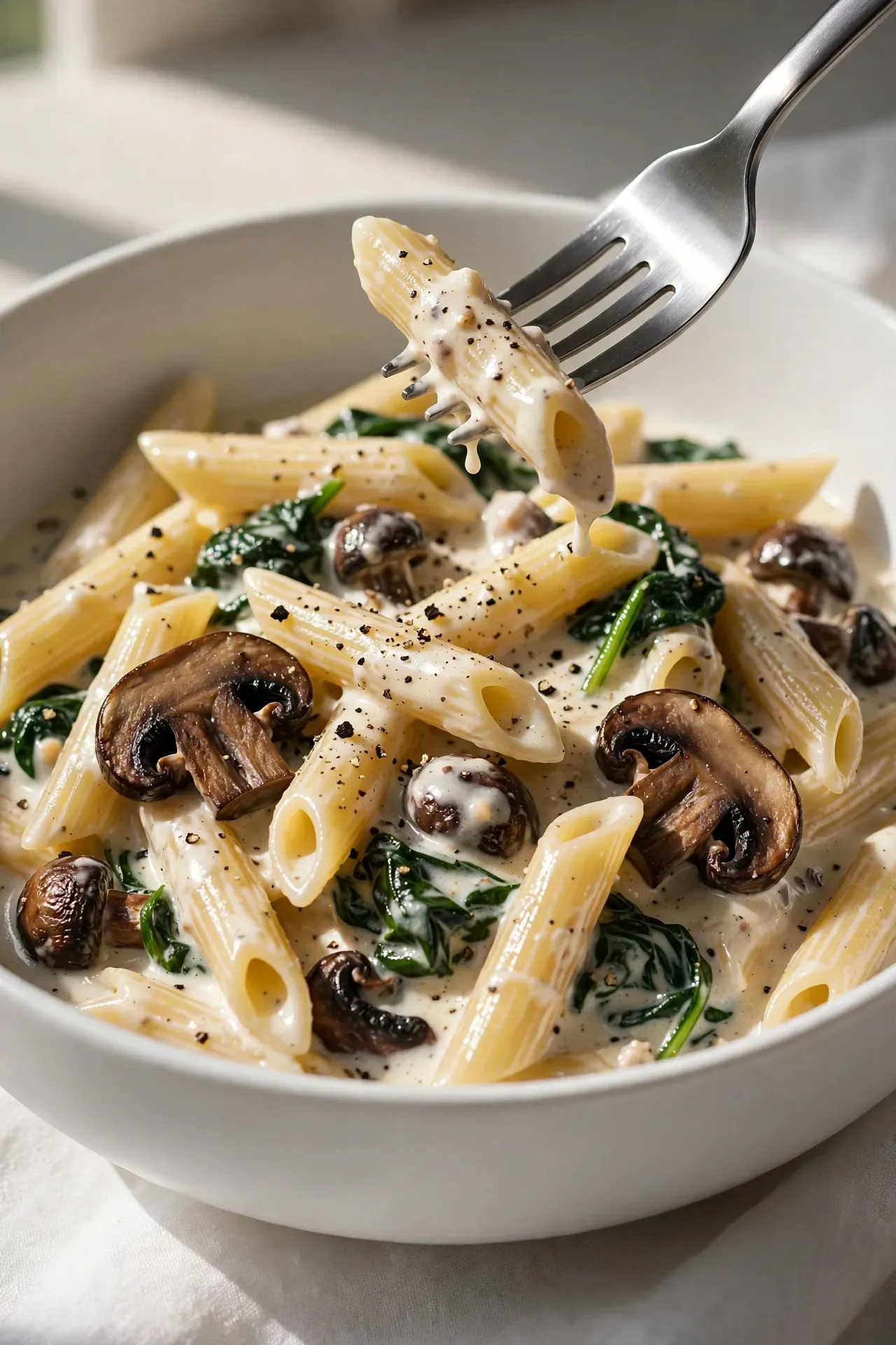 Creamy Mushroom Spinach Pasta
