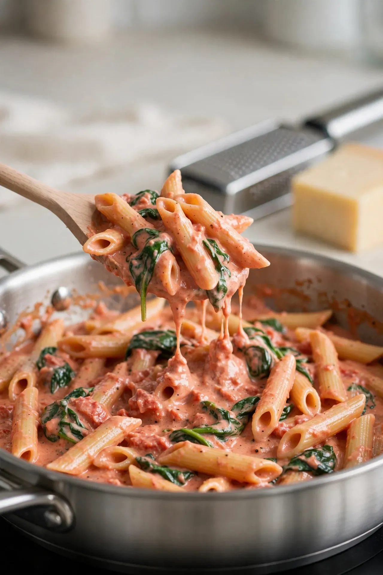 Creamy Tomato Spinach Pasta