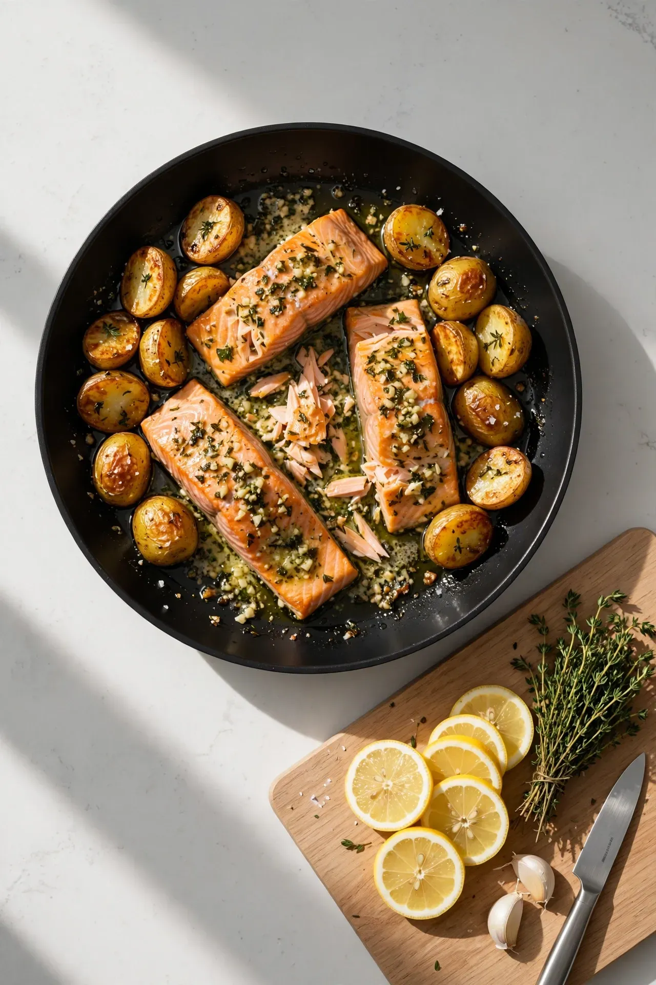 Garlic Butter Salmon with Baby Potatoes