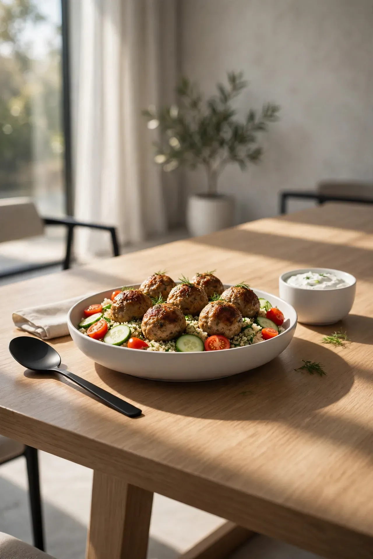 Greek Turkey Meatball Bowl