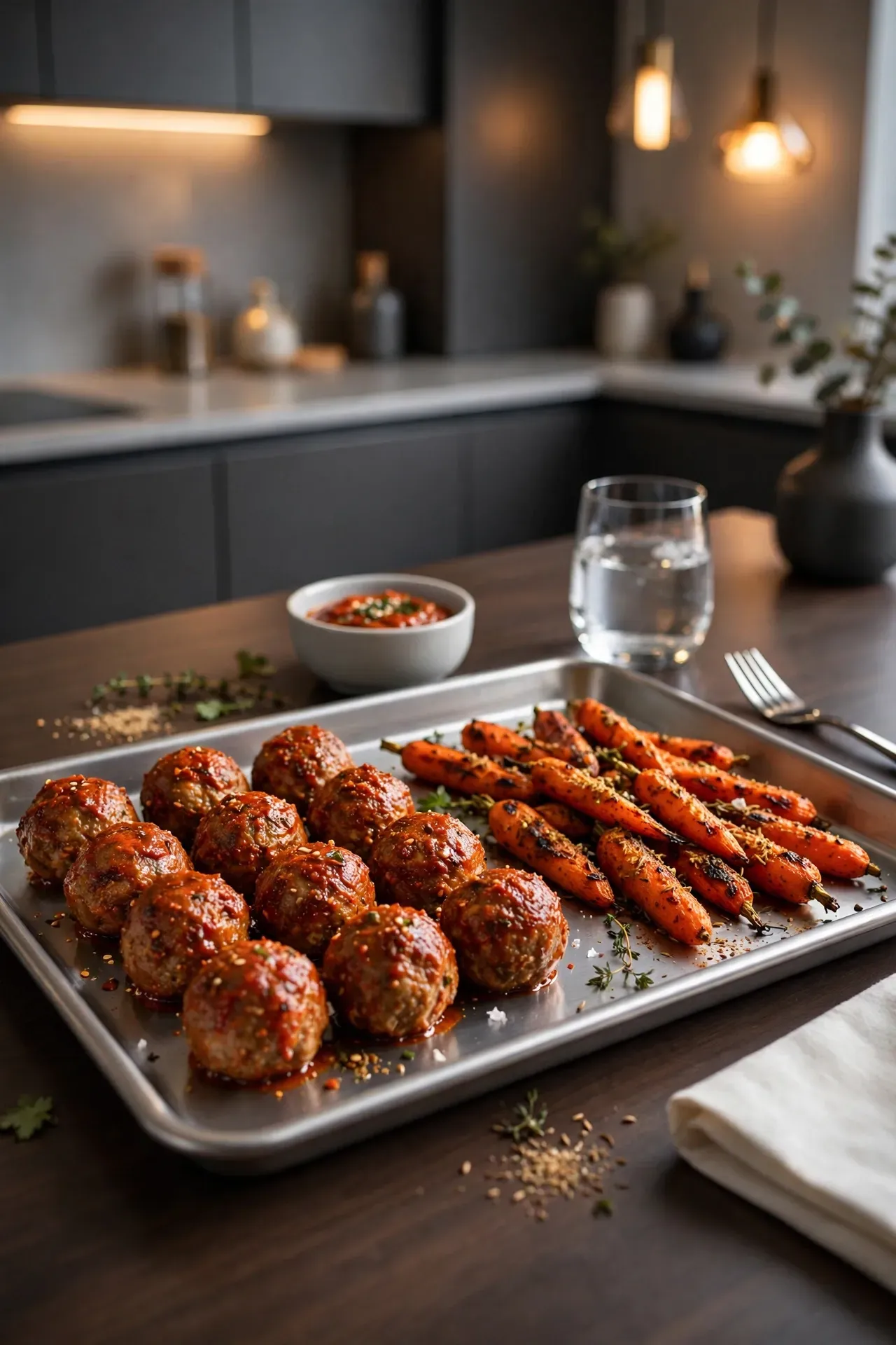 Harissa Turkey Meatballs and Carrots