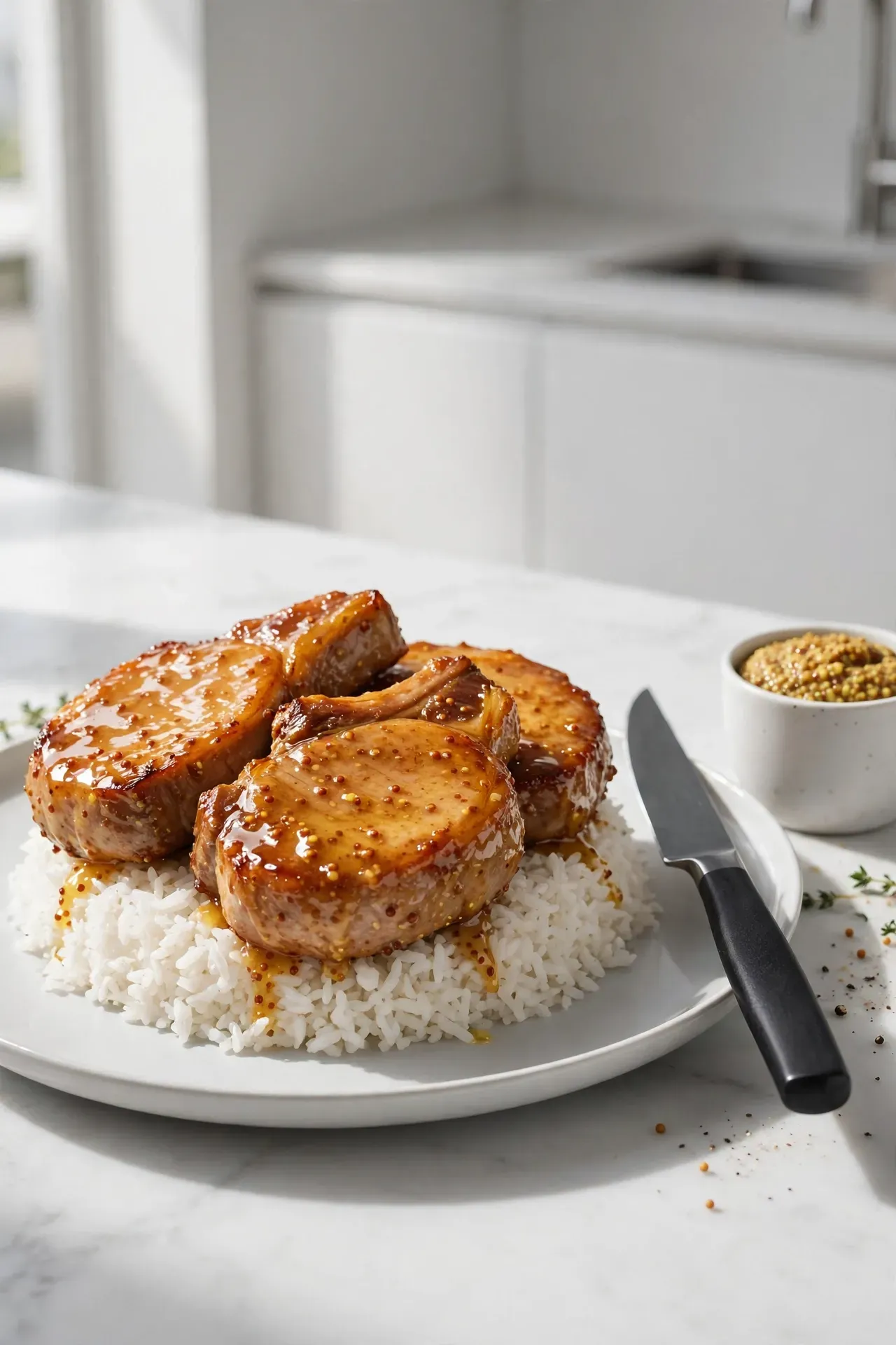 Honey Mustard Pork Chops and Rice