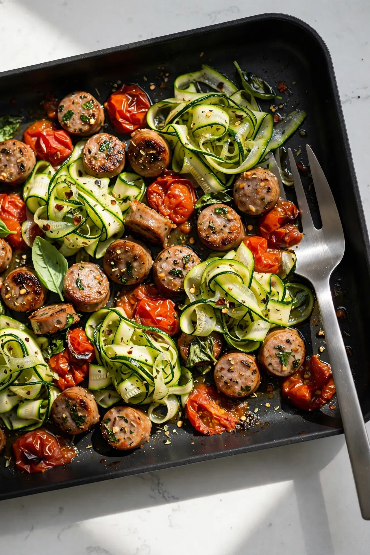 Italian Sausage and Zucchini Ribbons