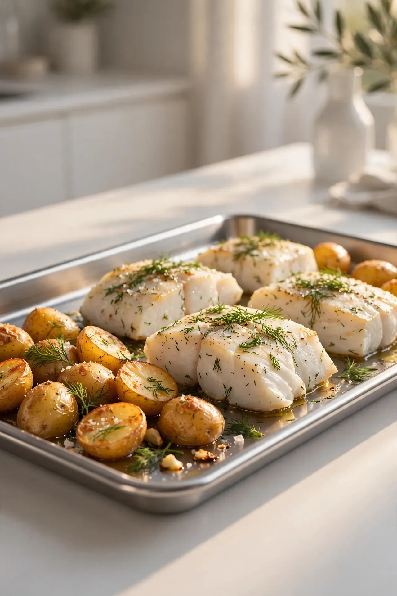 Lemon Dill Cod with Baby Potatoes