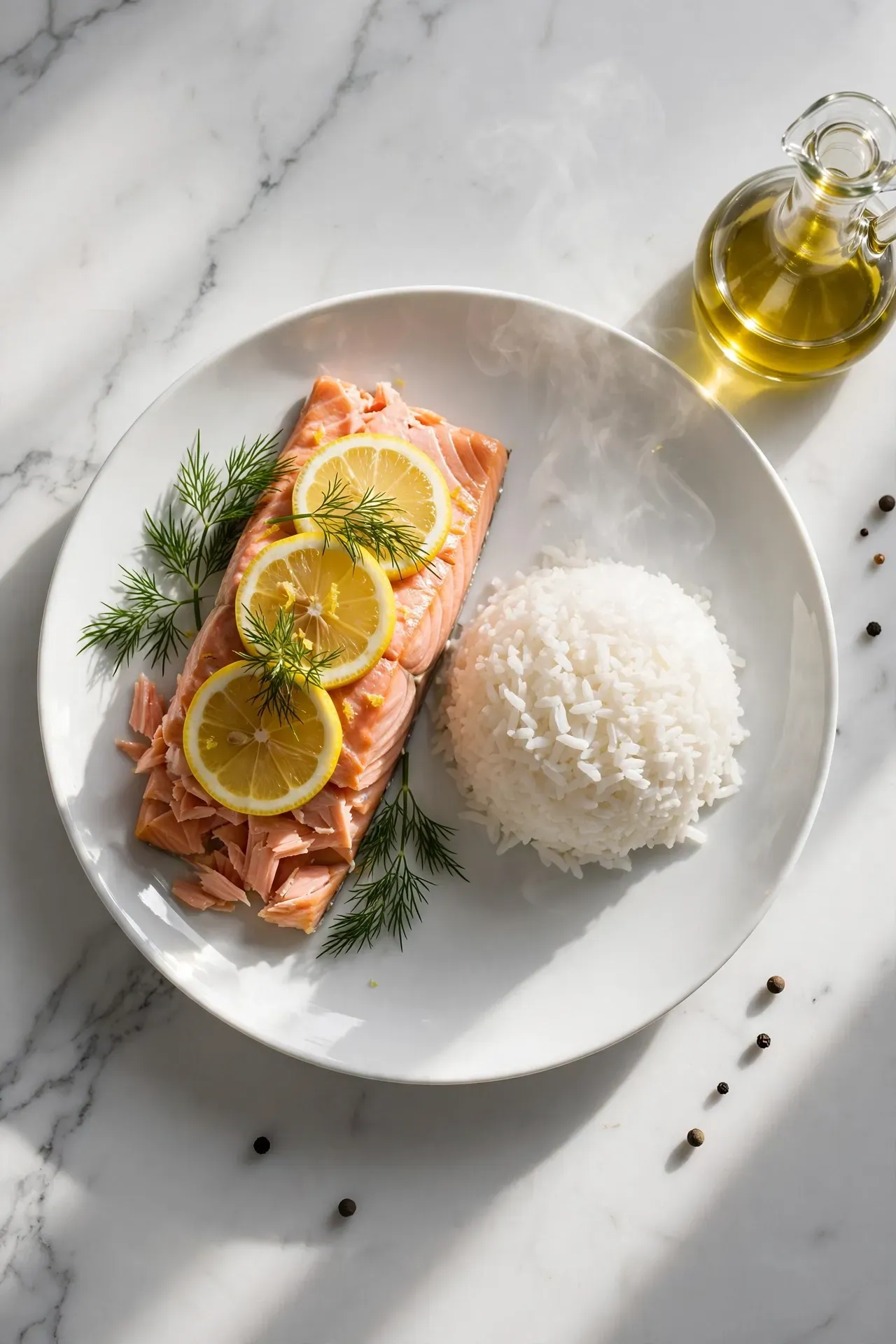 Lemon Herb Salmon with White Rice