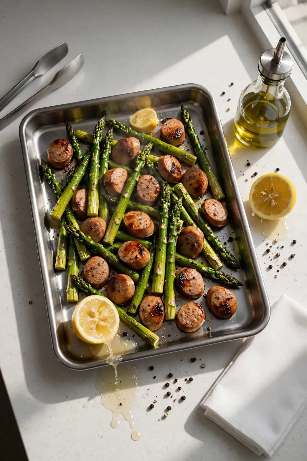 Lemon Pepper Turkey Sausage and Asparagus