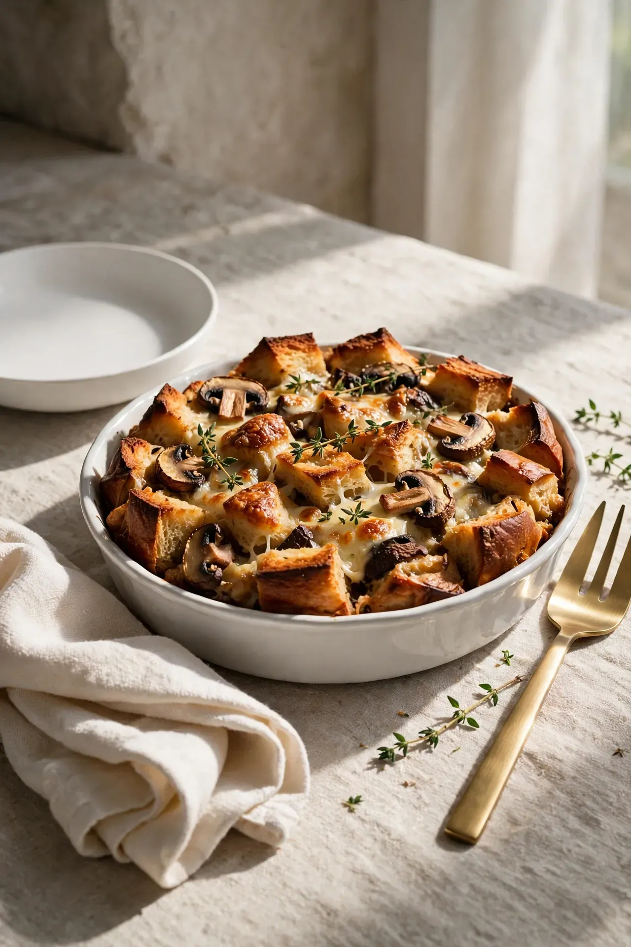 Mushroom and Gruyere Bread Pudding