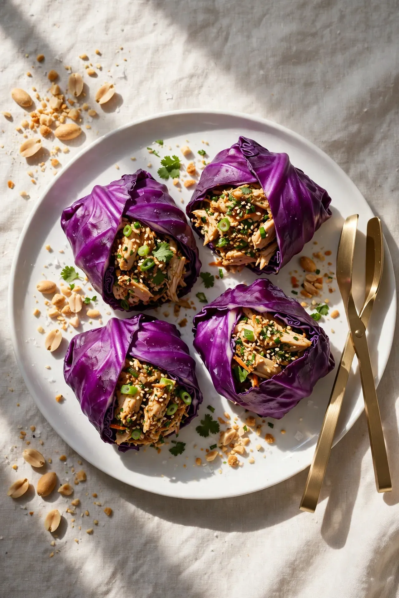 Thai Peanut Chicken Cabbage Wraps