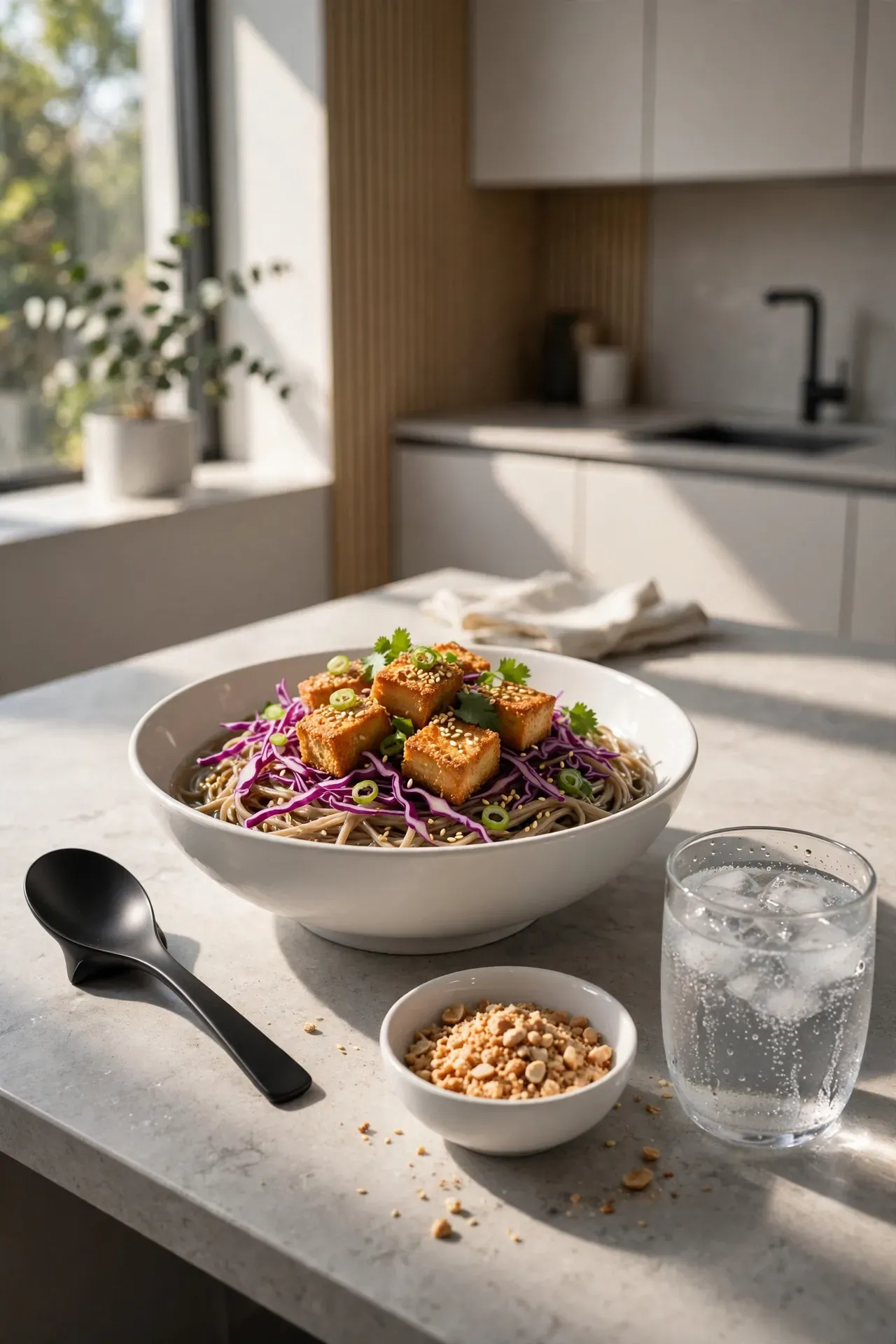 Peanut Tofu Noodle Bowl