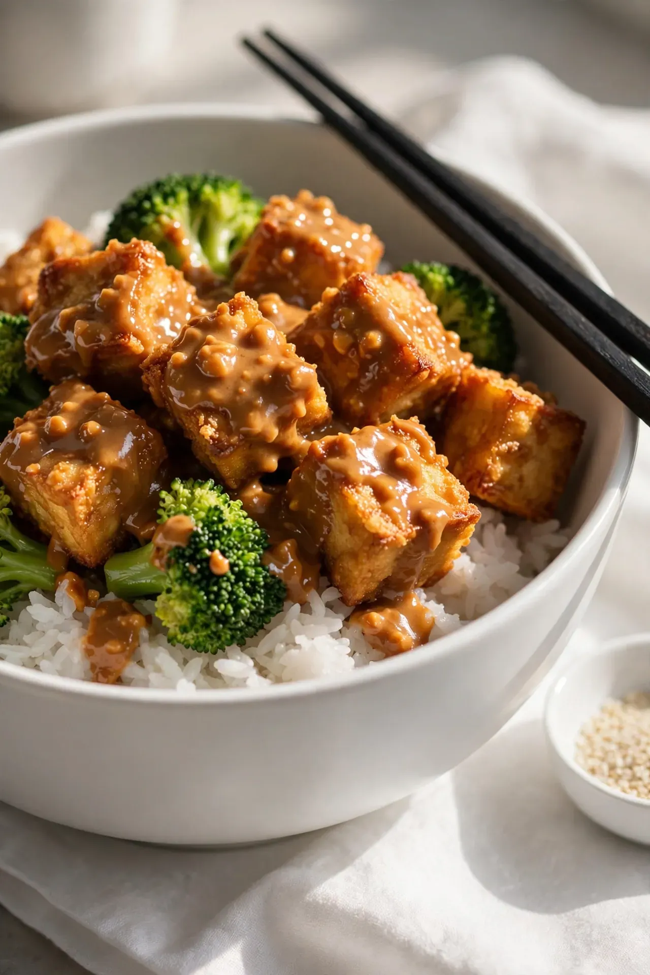 Peanut Tofu Rice Bowl