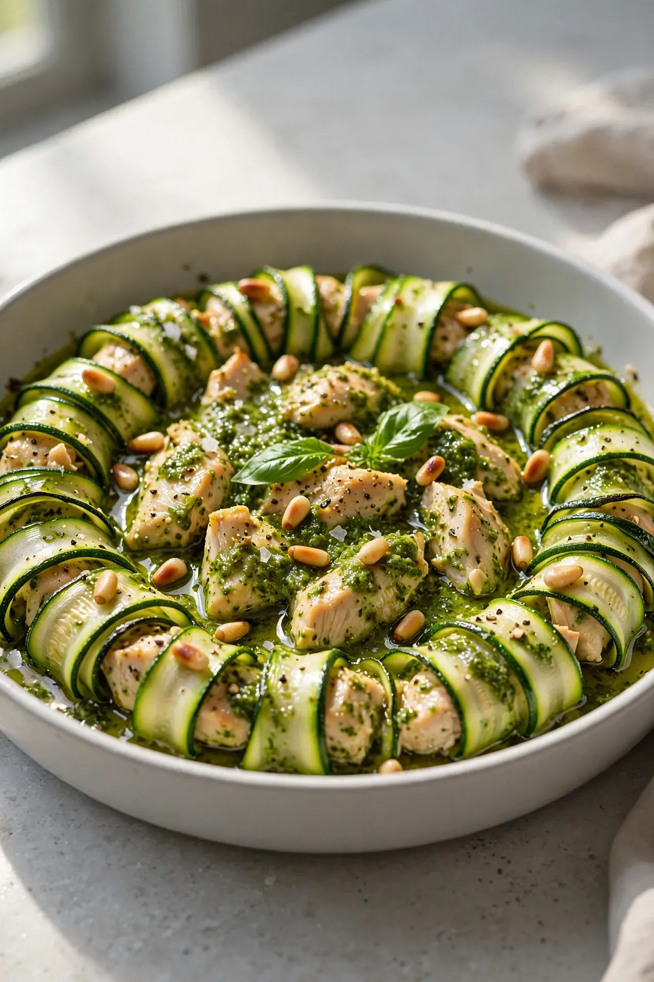 Pesto Chicken and Zucchini Dish