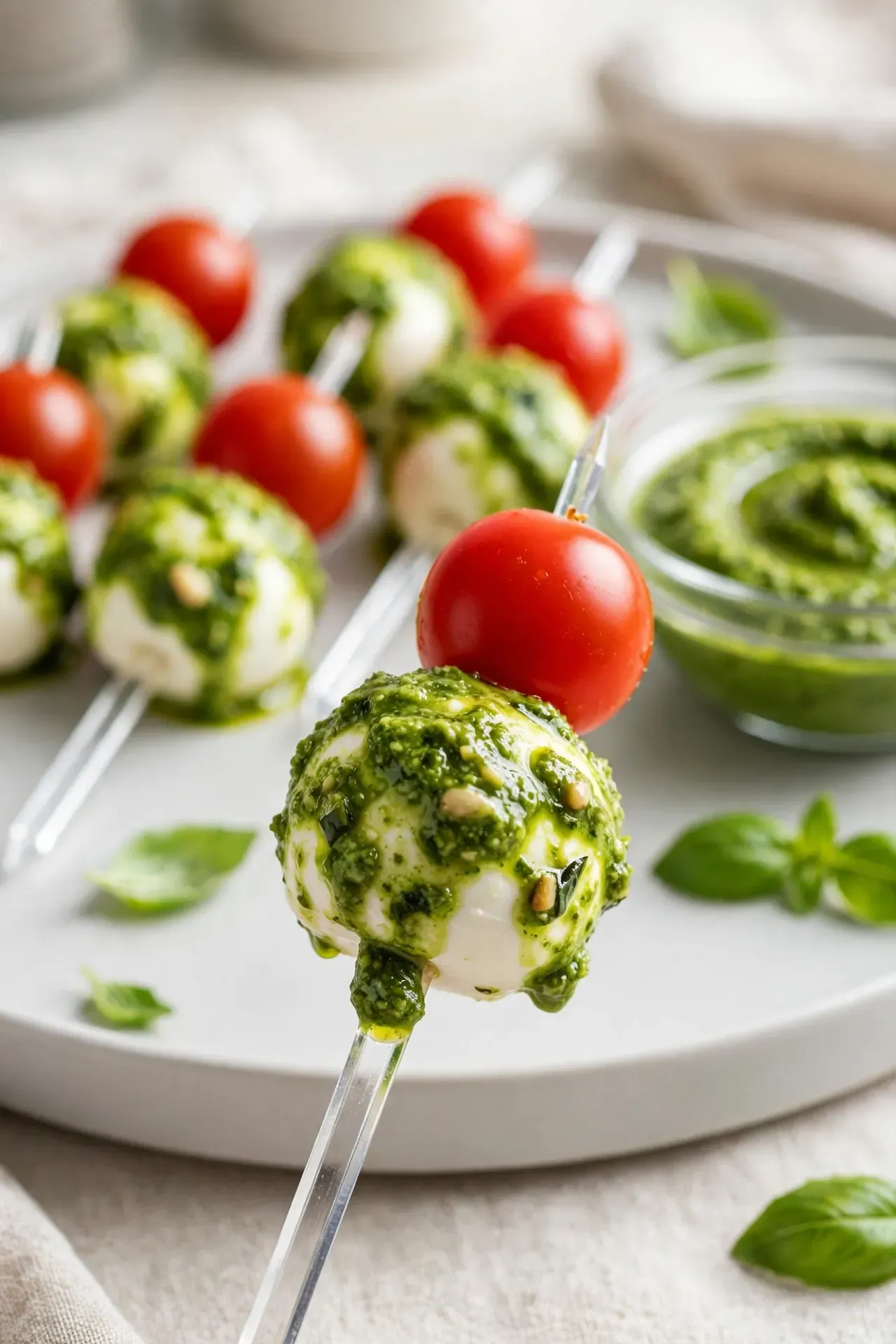 Pesto Mozzarella Tomato Bites