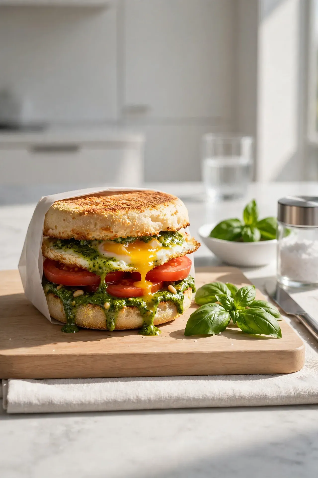 Pesto Tomato Breakfast Sandwiches