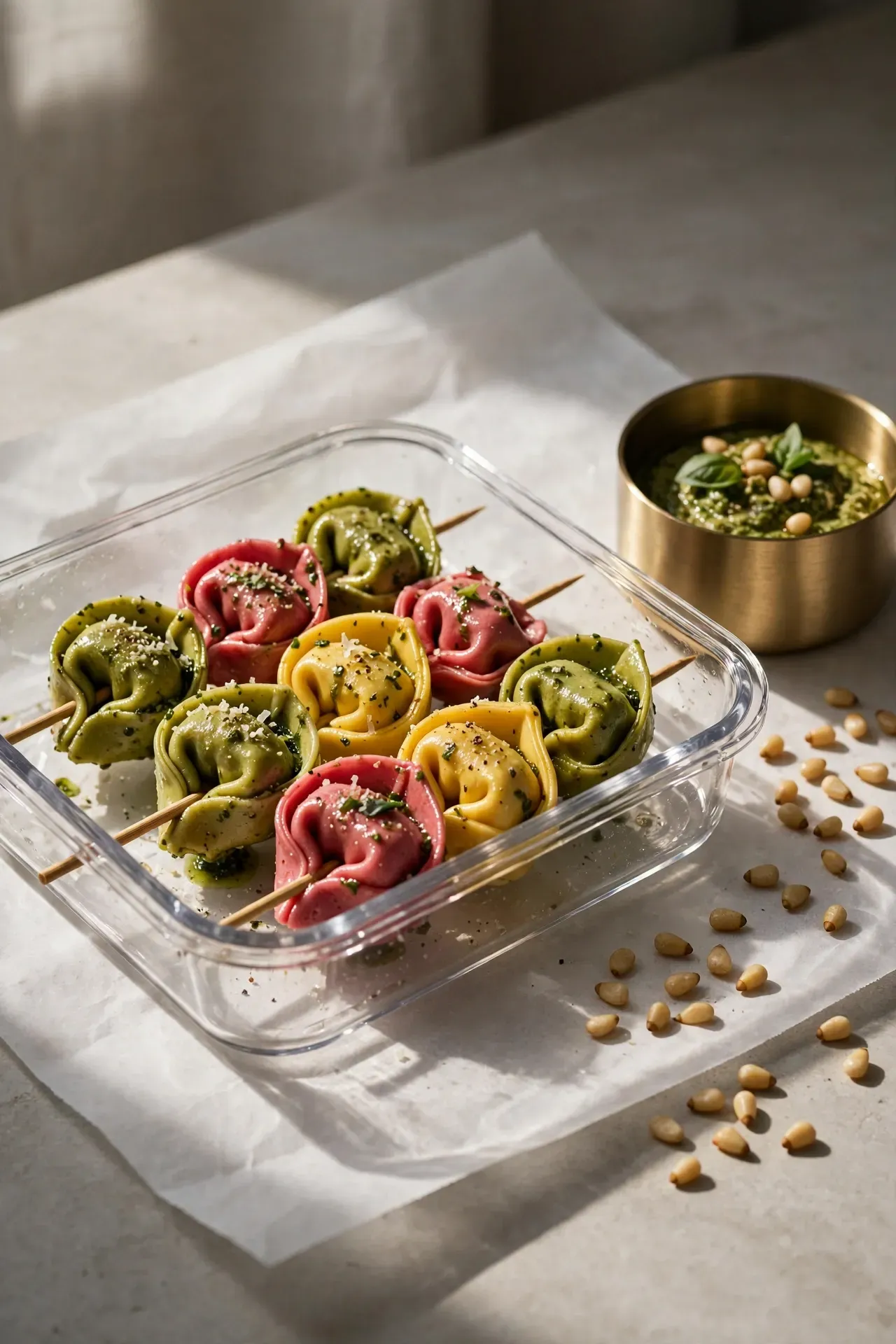 Pesto Tortellini Skewers