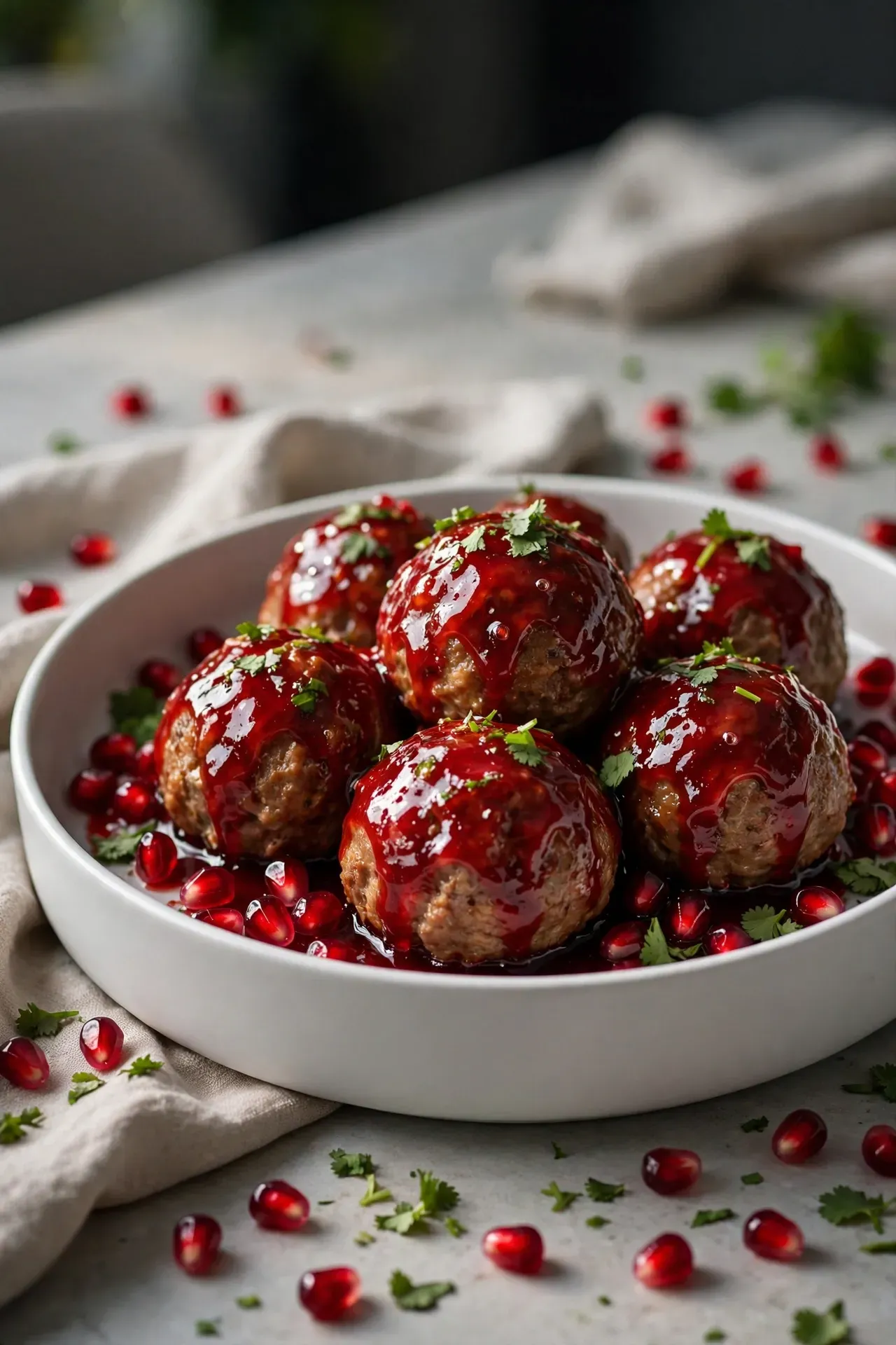 Pomegranate Glazed Turkey Meatballs