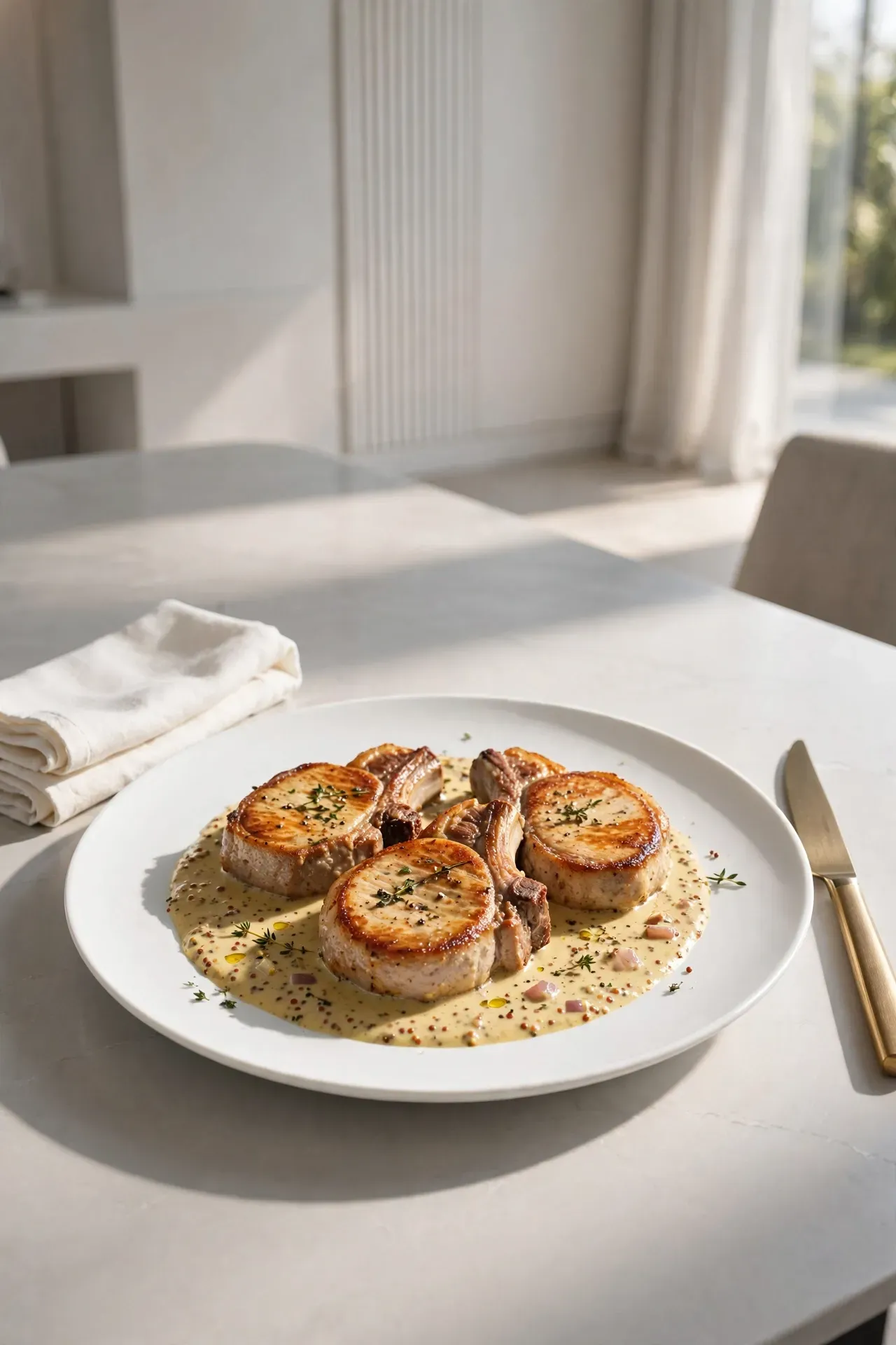 Pork Chops with Mustard Sauce