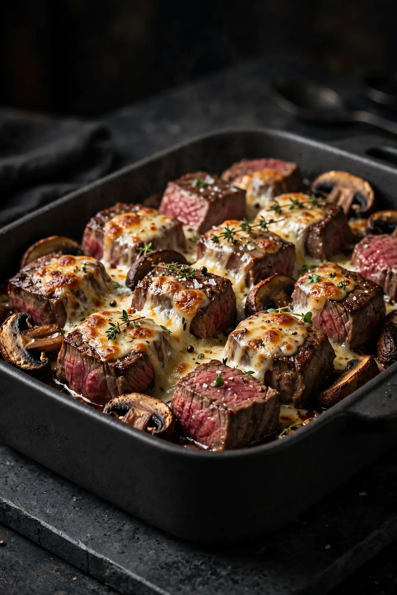 Prime Rib and Mushroom Bake