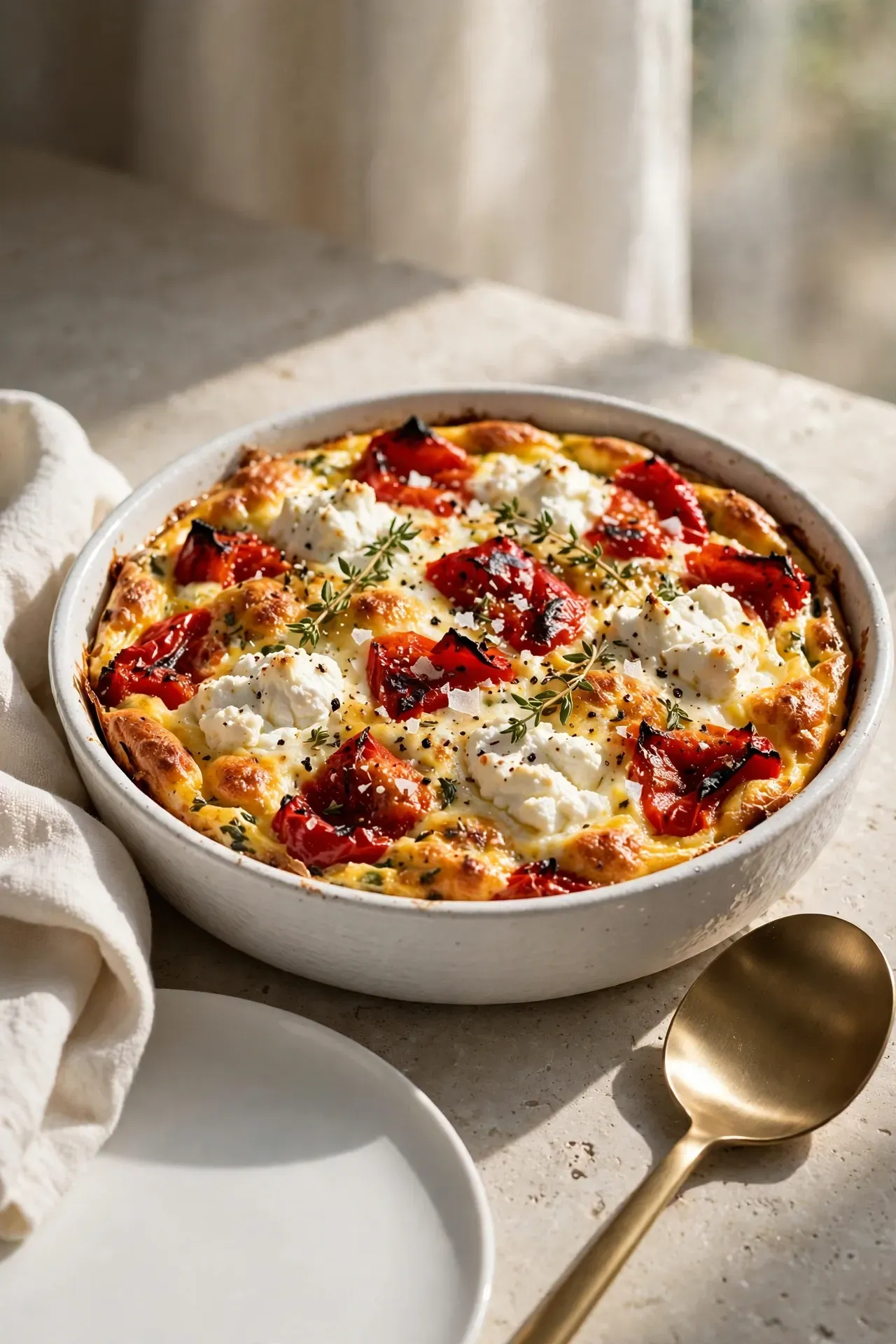 Roasted Red Pepper and Goat Cheese Bake