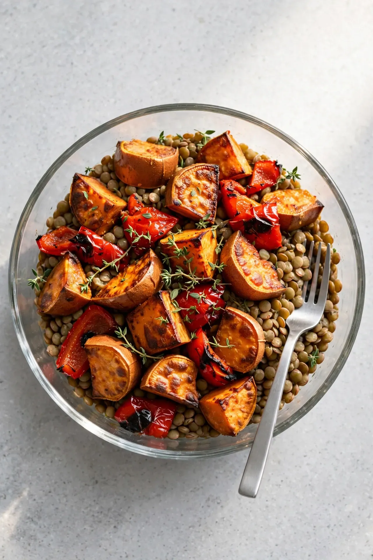 Roasted Vegetable Lentil Bowls