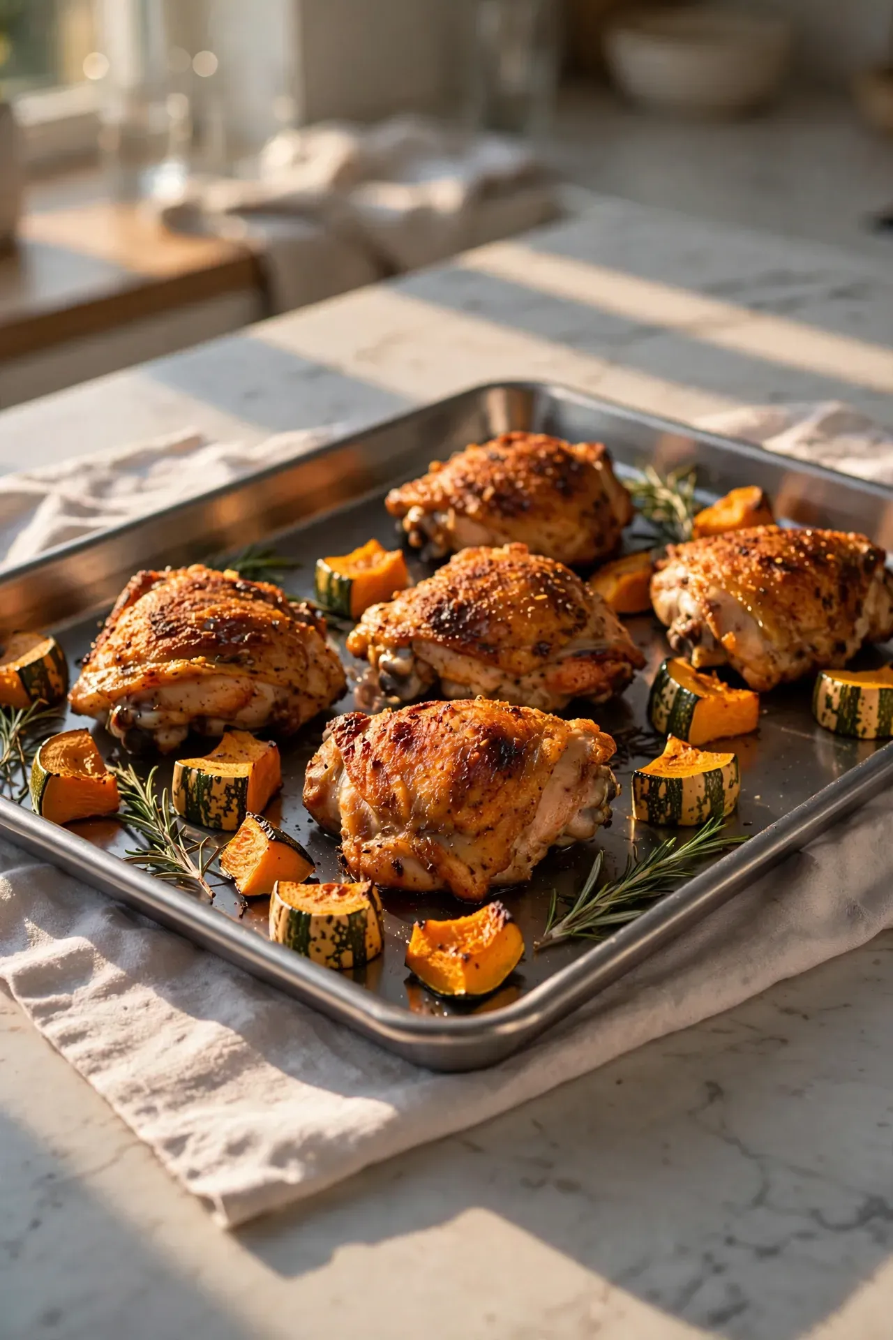 Rosemary Chicken Thighs with Carnival Squash