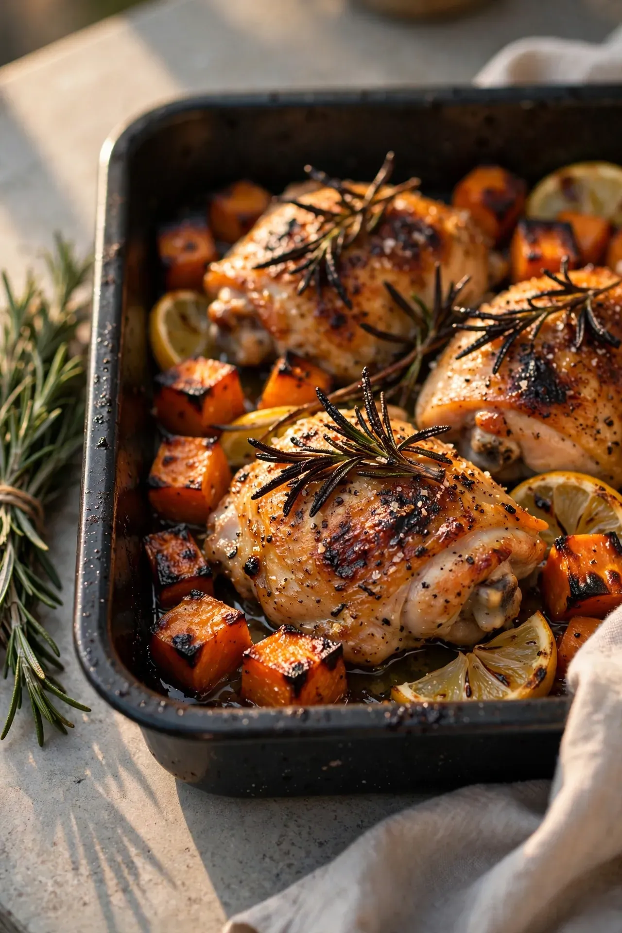 Rosemary Lemon Chicken and Sweet Potatoes