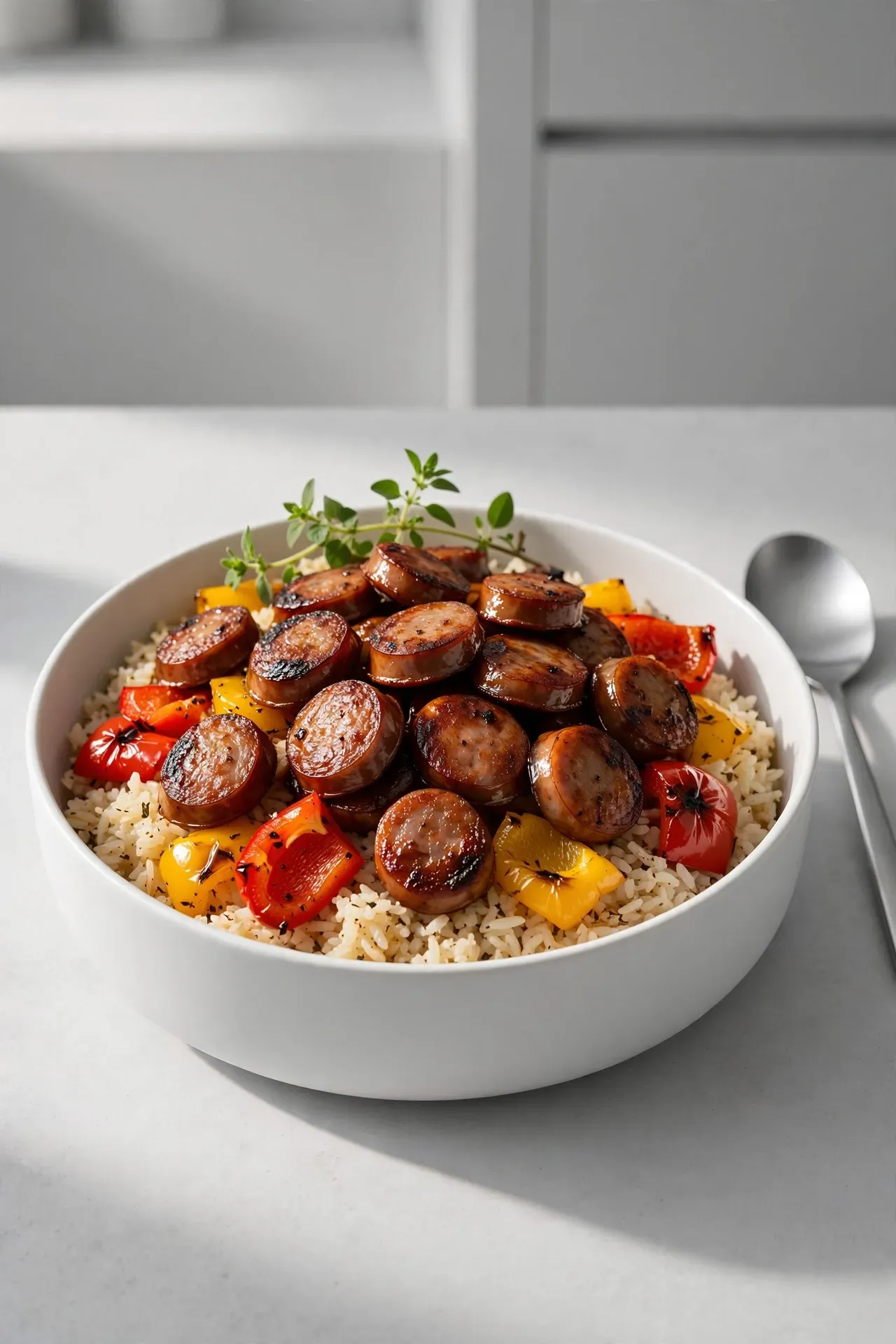Sausage and Peppers with Rice