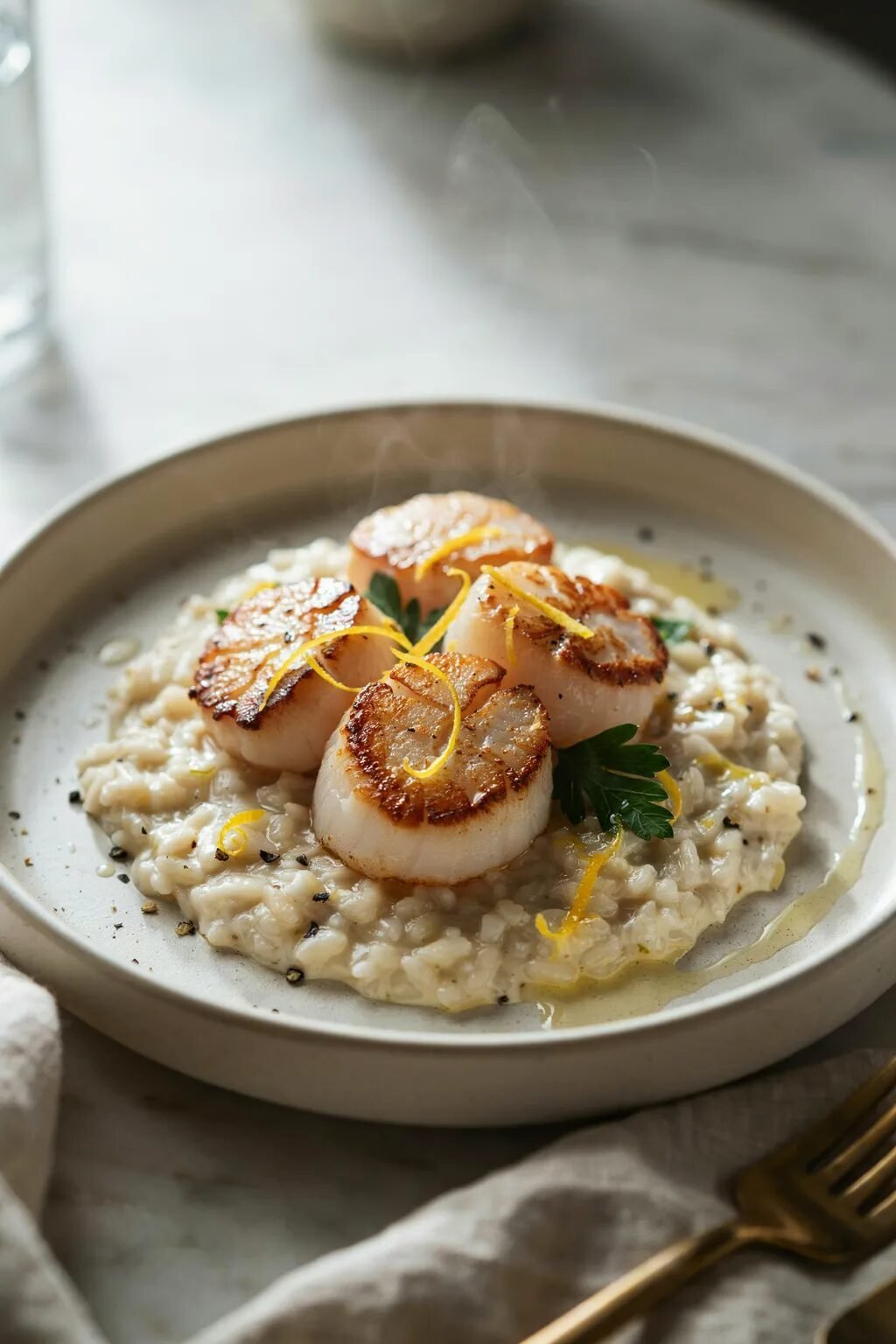 Lemon Parmesan Scallop Risotto