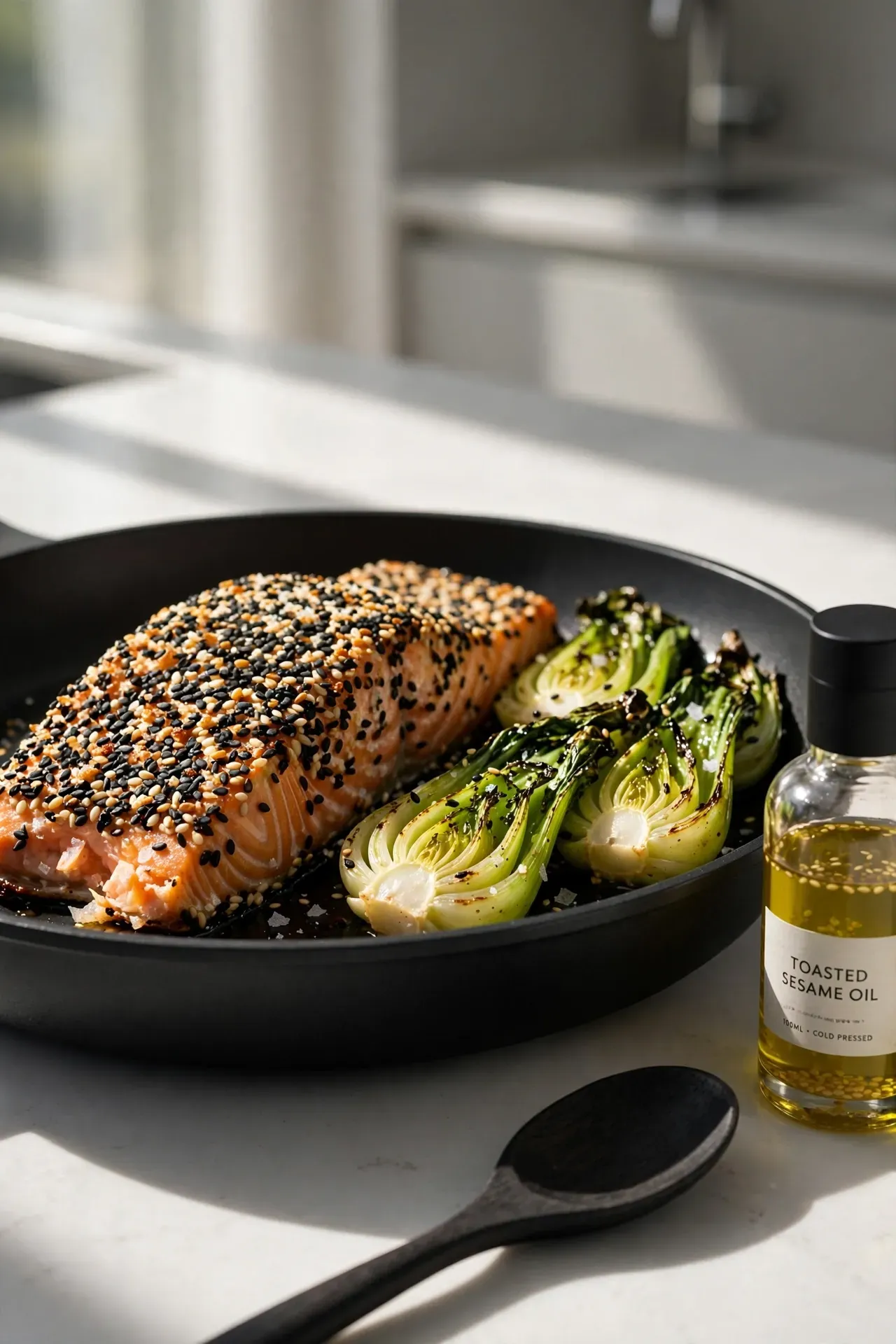 Sesame Crust Salmon with Bok Choy