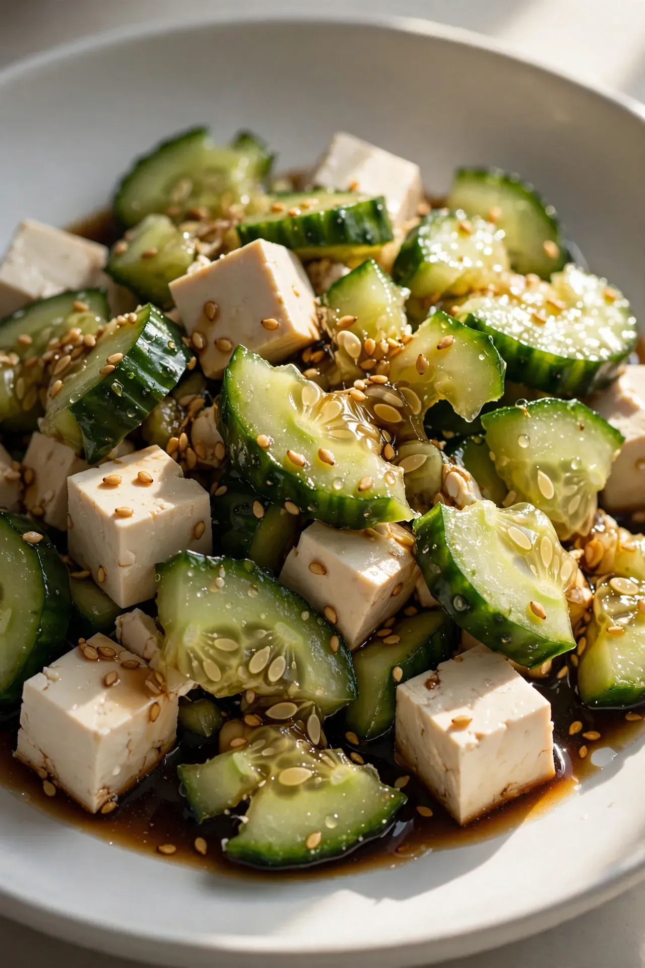Smashed Cucumber Tofu Salad