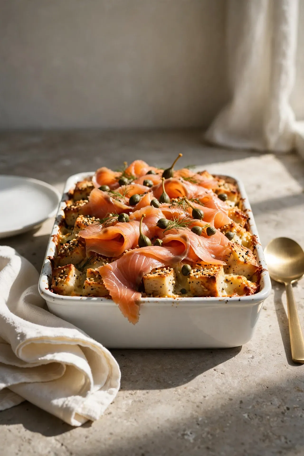 Smoked Salmon Bagel Bake