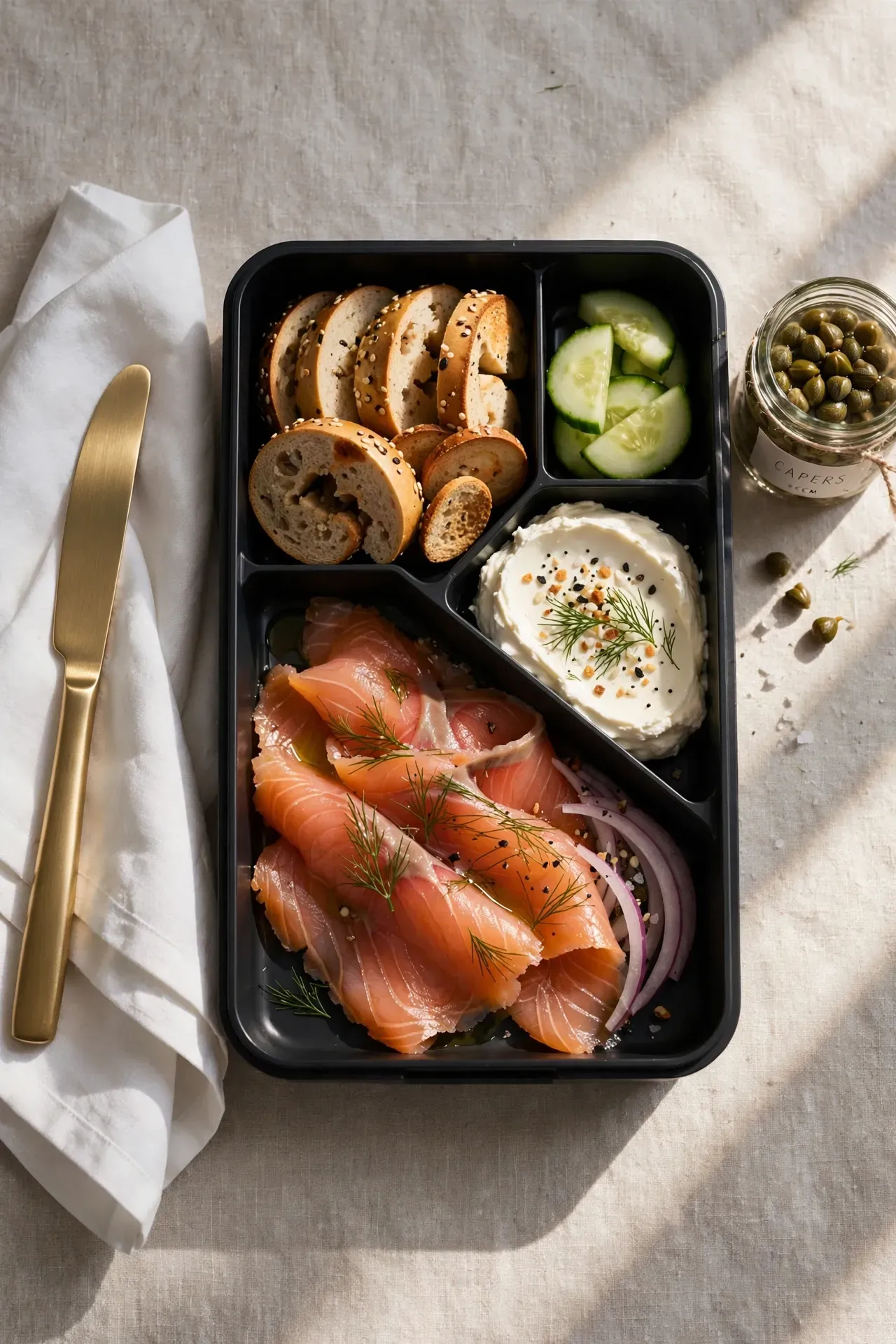 Smoked Salmon Cream Cheese Bagel Box