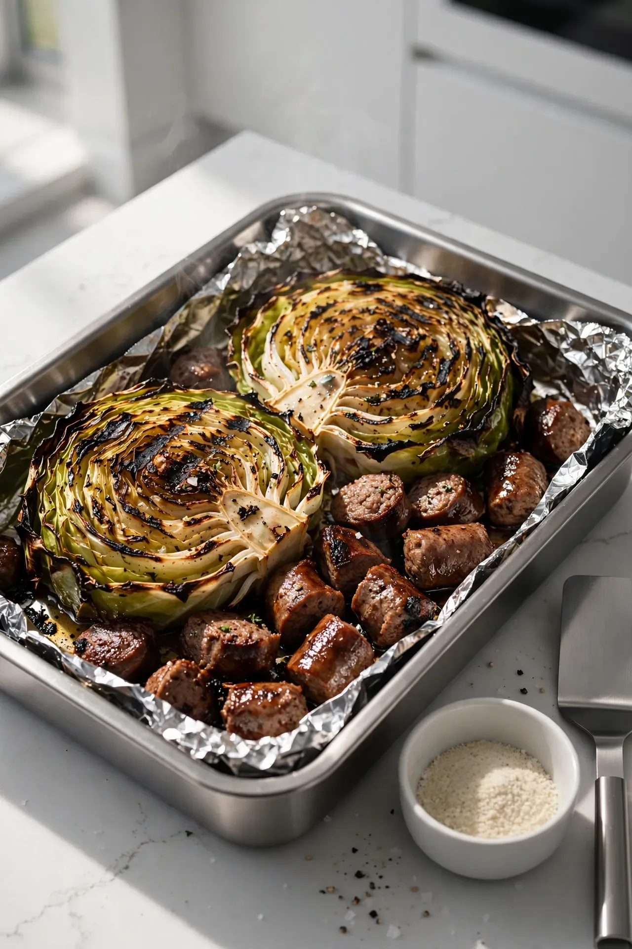 Smoky Sausage and Cabbage Steaks