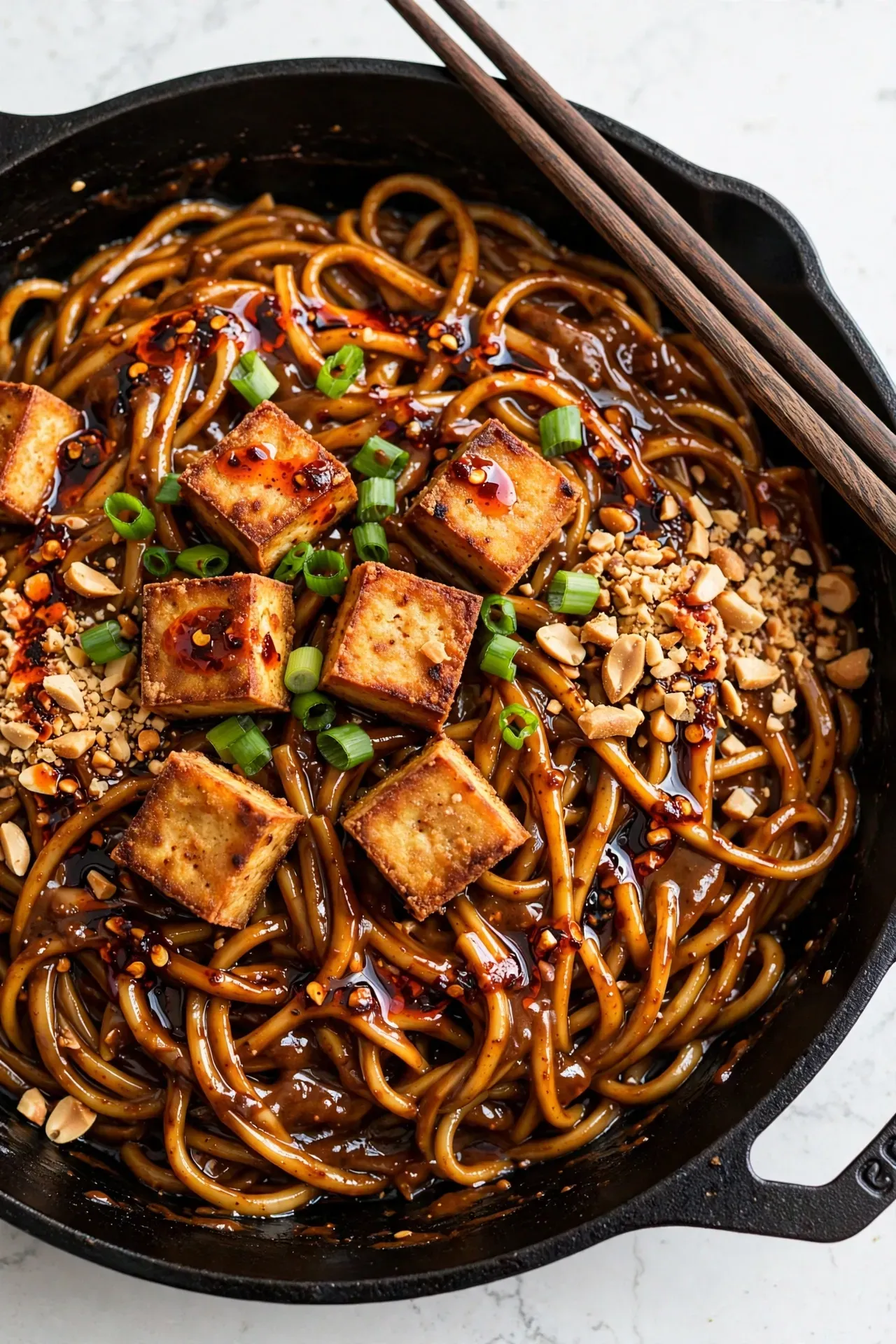Spicy Peanut Tofu Noodles