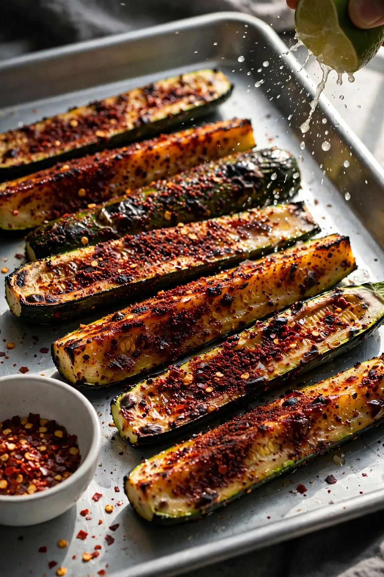 Spicy Roasted Zucchini